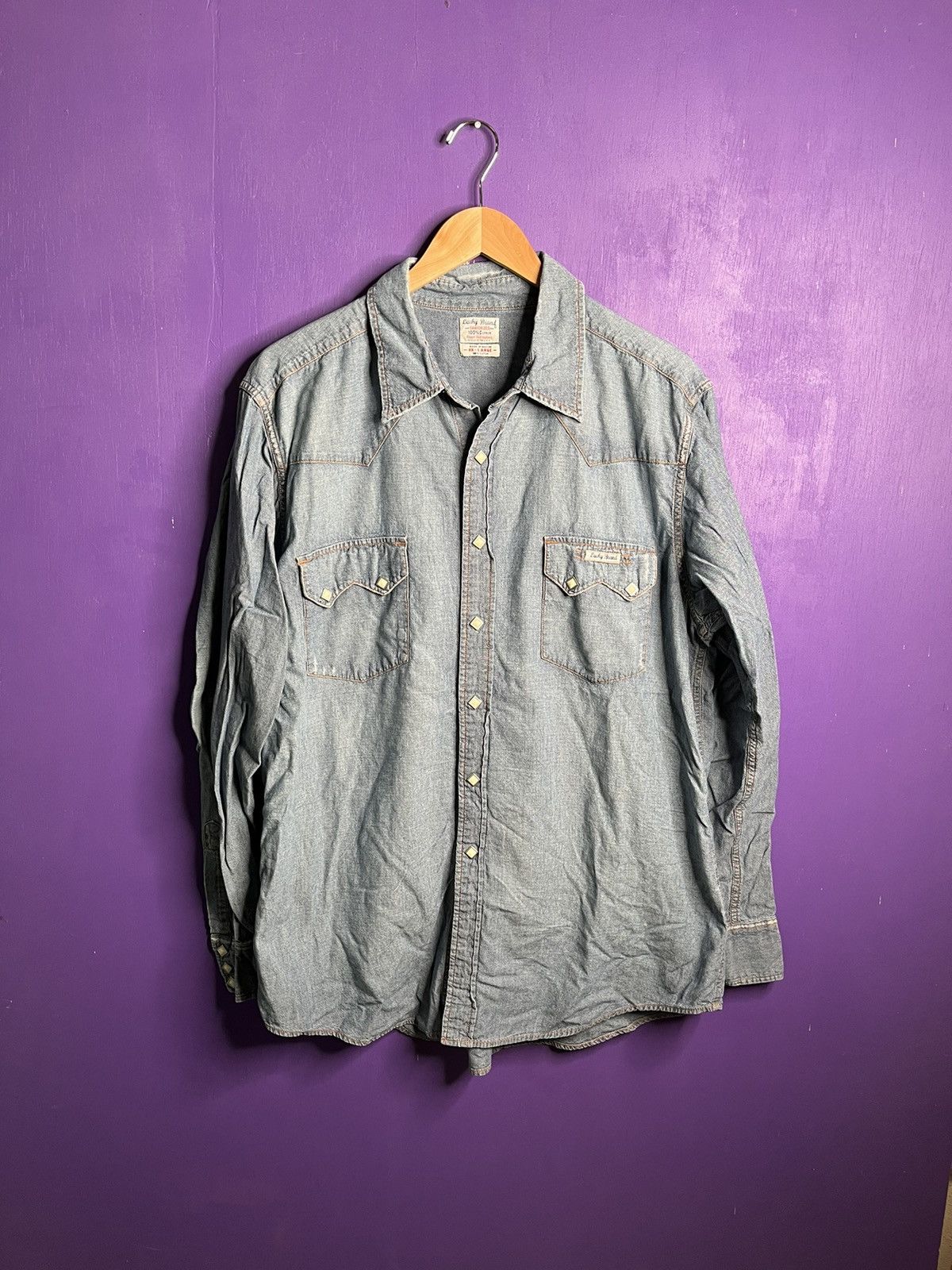 Lucky Brand × Vintage Vintage 00s Lucky brand sanforized pearl snap shirt Size US XL / EU 56 / 4 - 1 Thumbnail