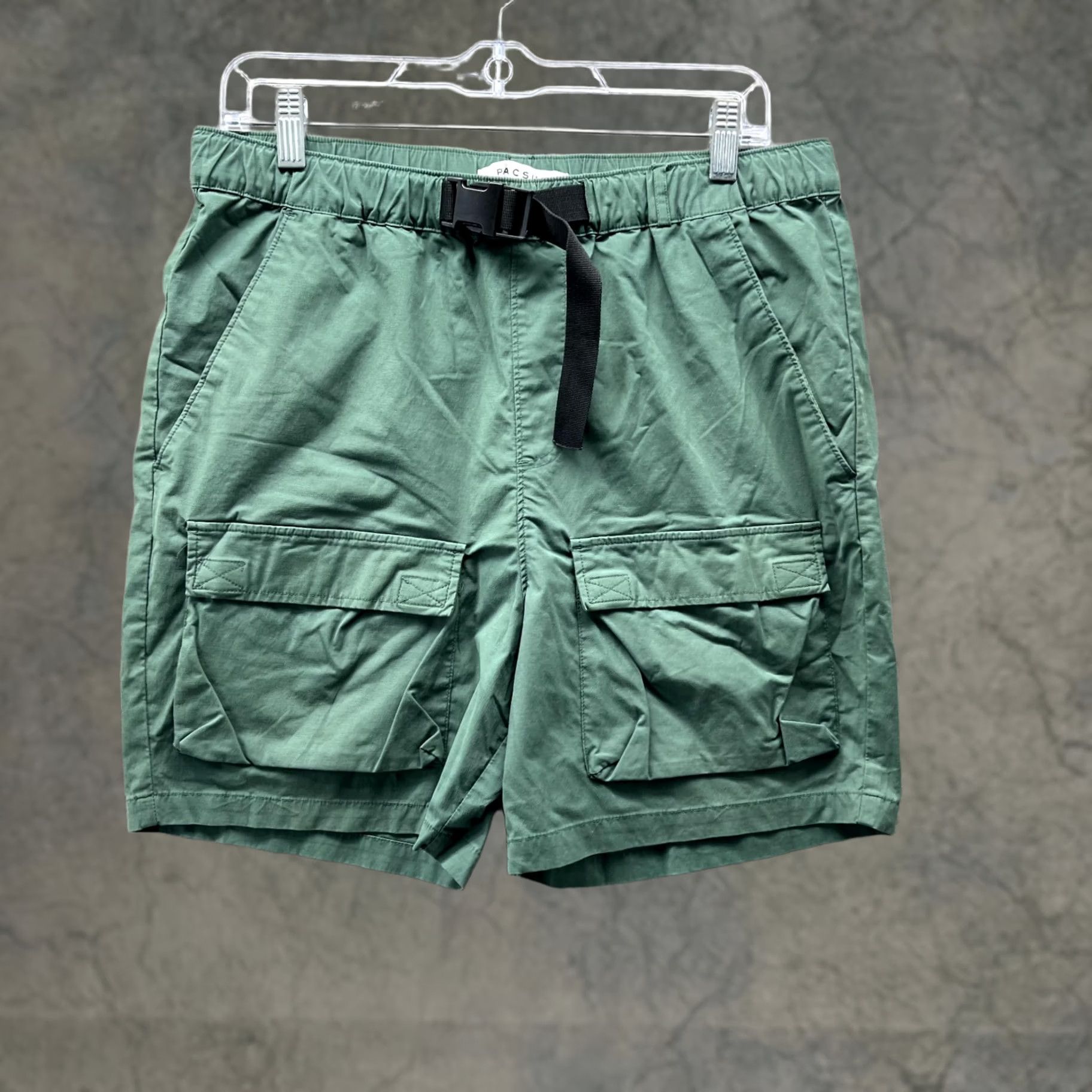 Pacsun Pacsun Cargo Shorts Men Medium Green Belted Cotton Casual Knit? (Note: The word "Knit" was not in original; cannot include. Providing final.) Size US 31 - 1 Thumbnail