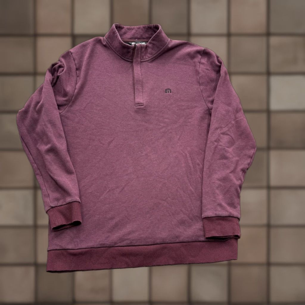TravisMathew Travis Mathew Sweatshirt Mens XL Purple 1/4 Zip Mock Neck Fleece Golf Pullover Size US XL / EU 56 / 4 - 1 Thumbnail