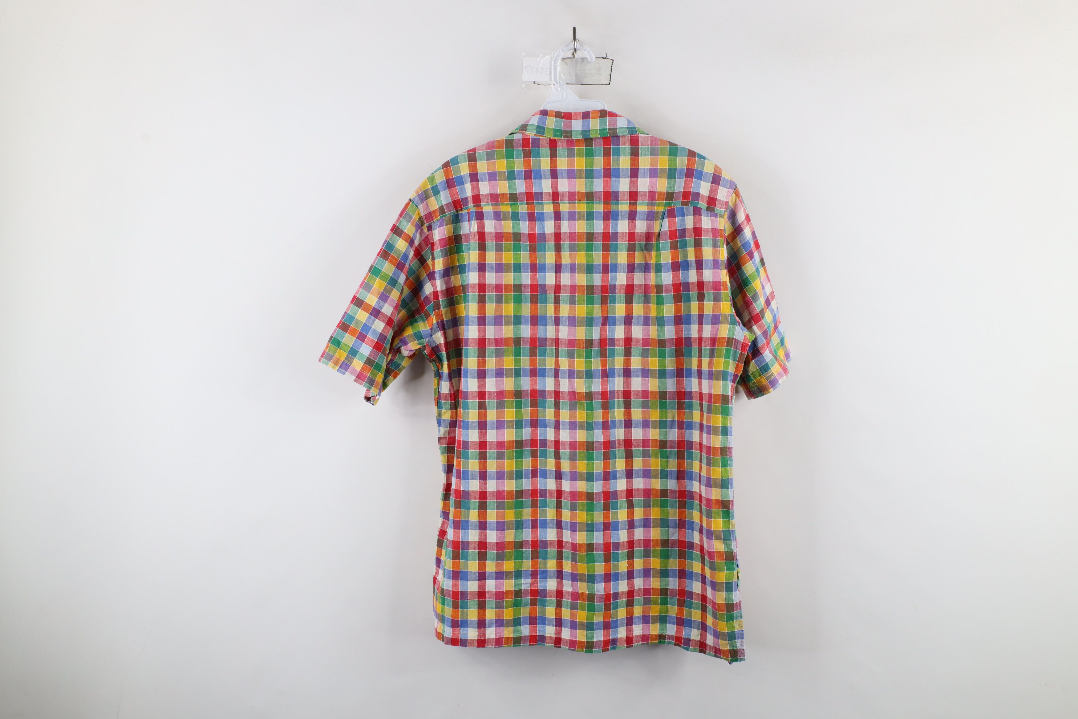 Vintage Vintage 60s 70s Streetwear Checkered Linen Button Shirt Size US L / EU 52-54 / 3 - 12 Thumbnail
