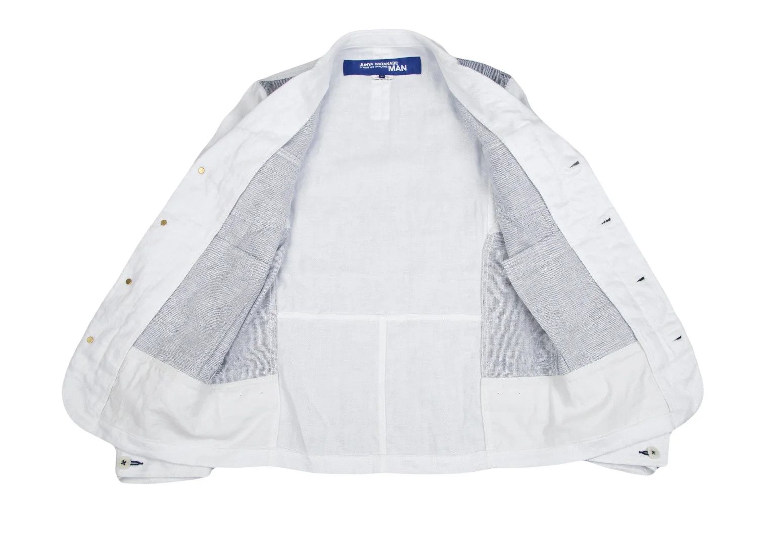 Junya Watanabe Hickory G-Jacket with Linen Switch in Blue and White XS Size US XS / EU 42 / 0 - 10 Thumbnail