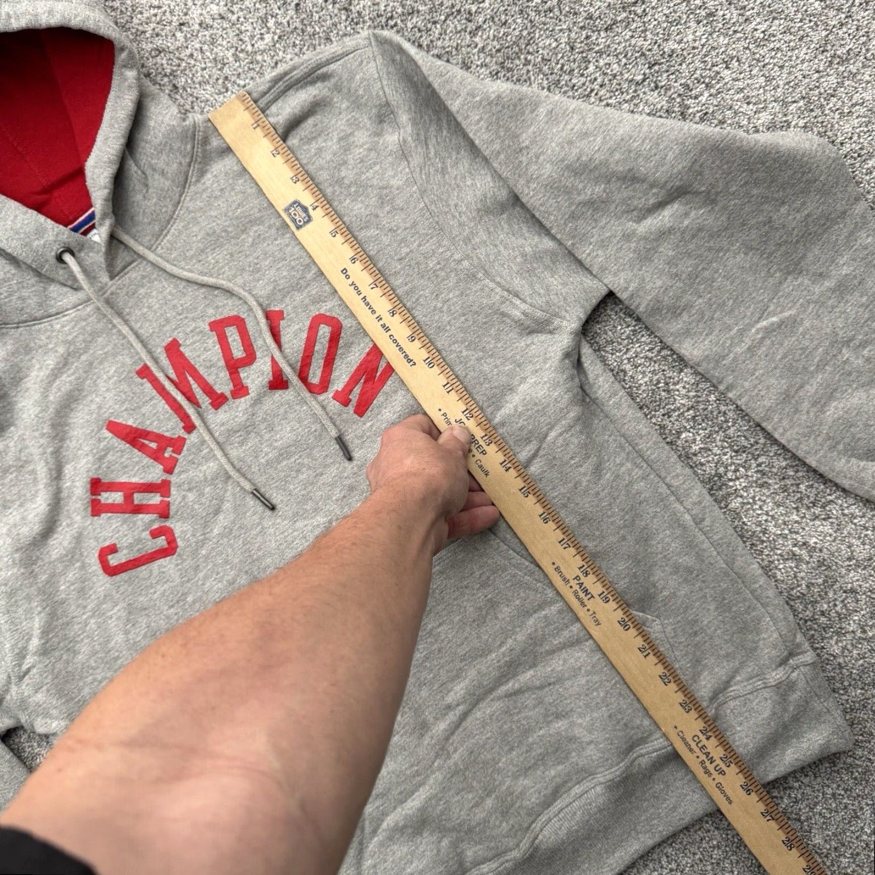 Champion VINTAGE Champion Powerblend Fleece Hoodie M Gray Men Medium Spell Out Retro Warm Soft Size US M / EU 48-50 / 2 - 5 Thumbnail
