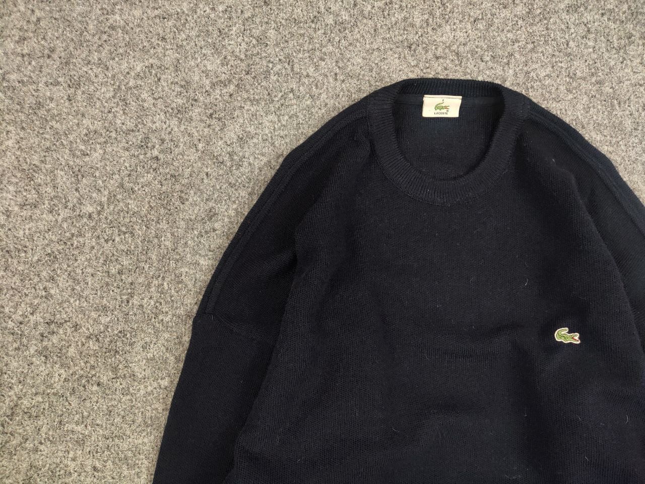 Lacoste Vintage 90's Lacoste Navy Blue Wool Crew Chek Sweater Size US XL / EU 56 / 4 - 11 Thumbnail