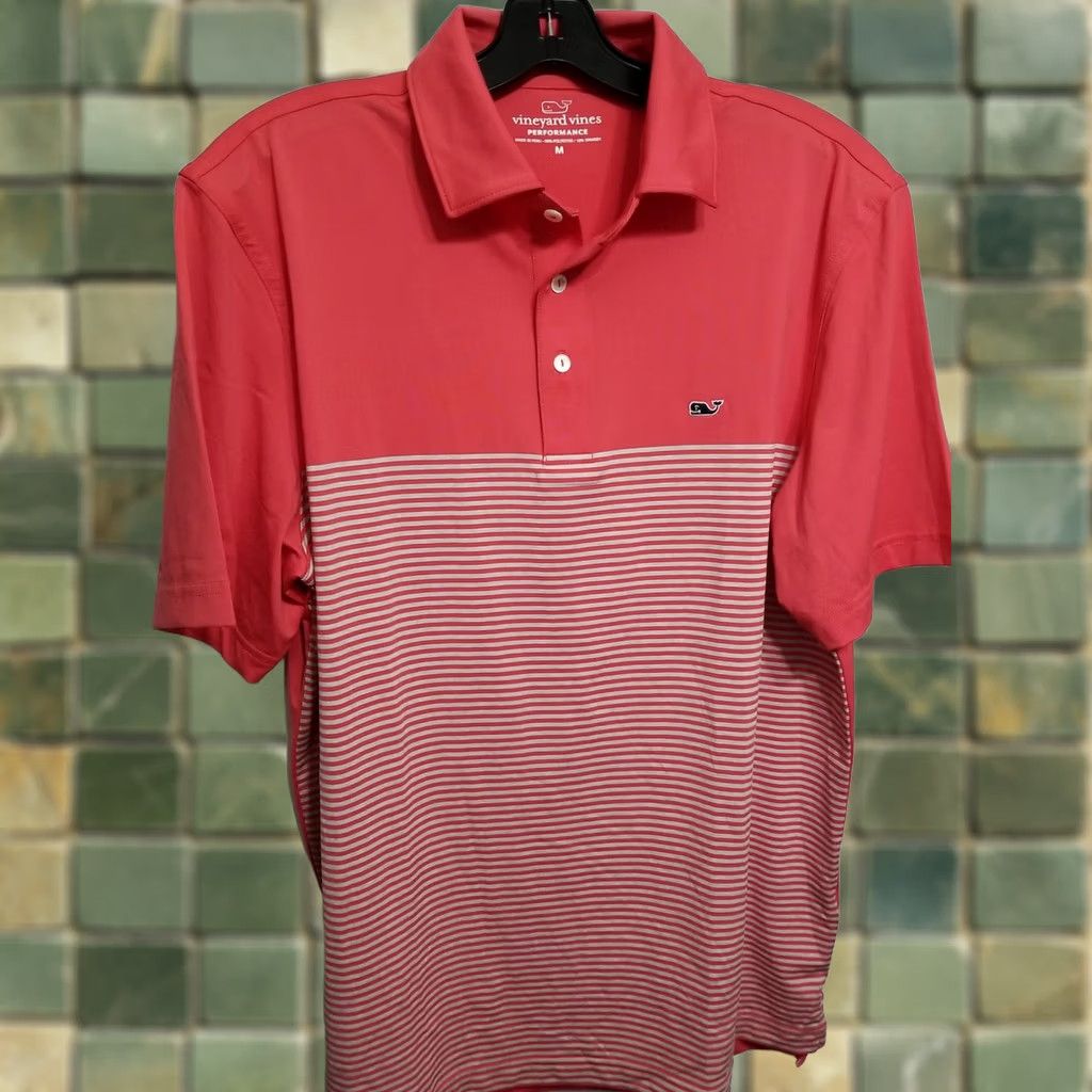 Vineyard Vines Vineyard Vines Performance Polo shirt golf dry fit Men M Multicolor Stripe Pattern Short Sleeve Button Collared Neckline 21.5 chest 29 length Size US M / EU 48-50 / 2 - 1 Thumbnail