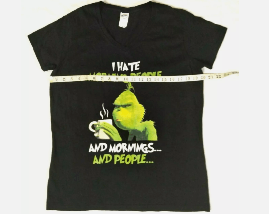 Other Grinch Graphic Cartoon Black T-shirt L Hate Morning & People Size L / US 10 / IT 46 - 3 Thumbnail