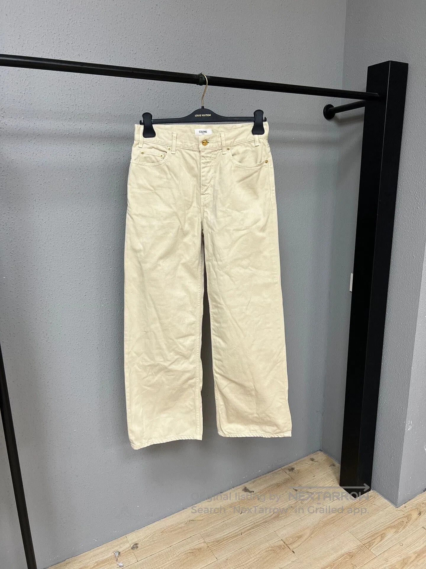 Celine Celine Beige Denim Pants with Gold Hardware. Size 27" / US 4 / IT 40 - 1 Thumbnail