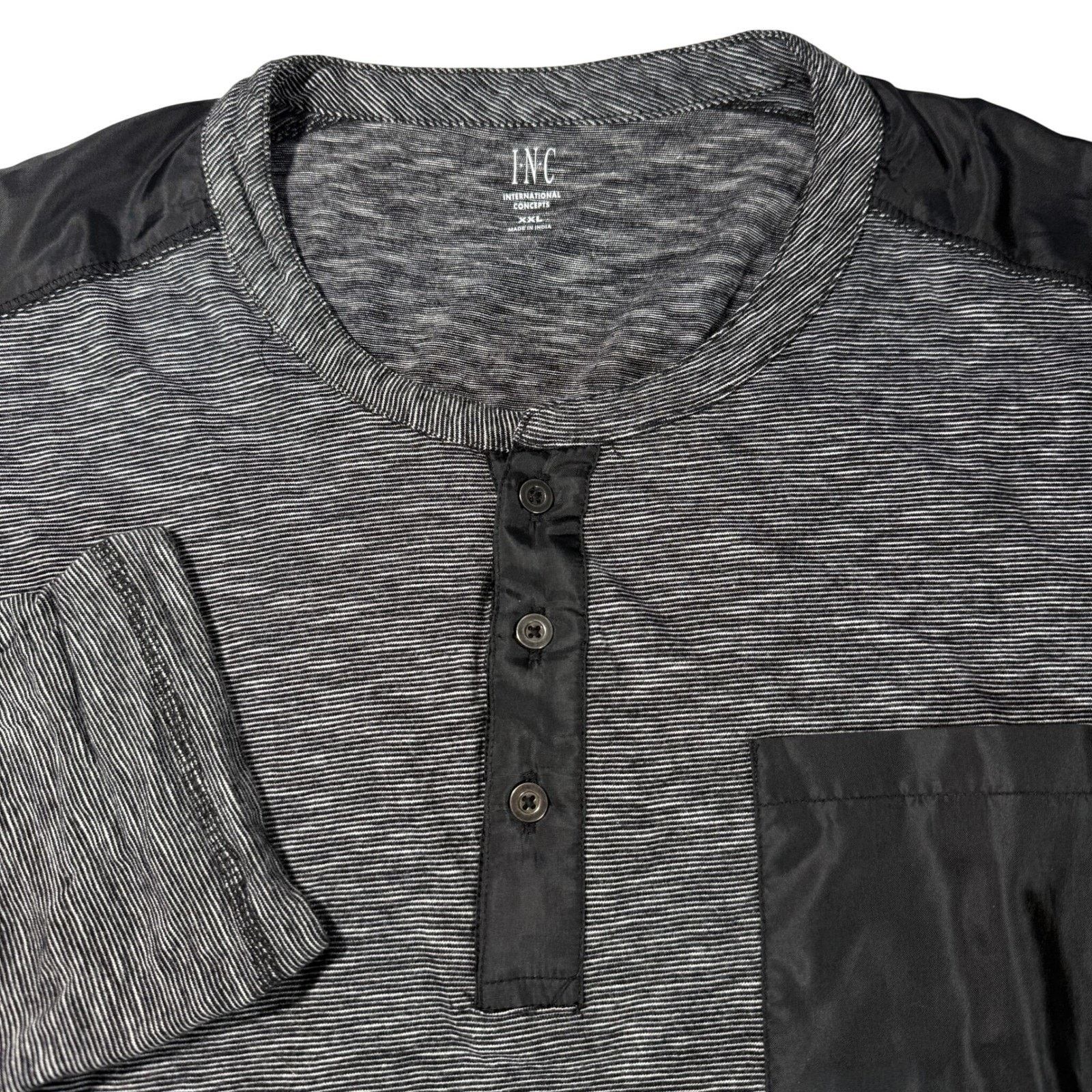 I.N.C INC Men's Long Sleeve Henley T-Shirt Heather Gray XXL Size US XXL / EU 58 / 5 - 1 Thumbnail