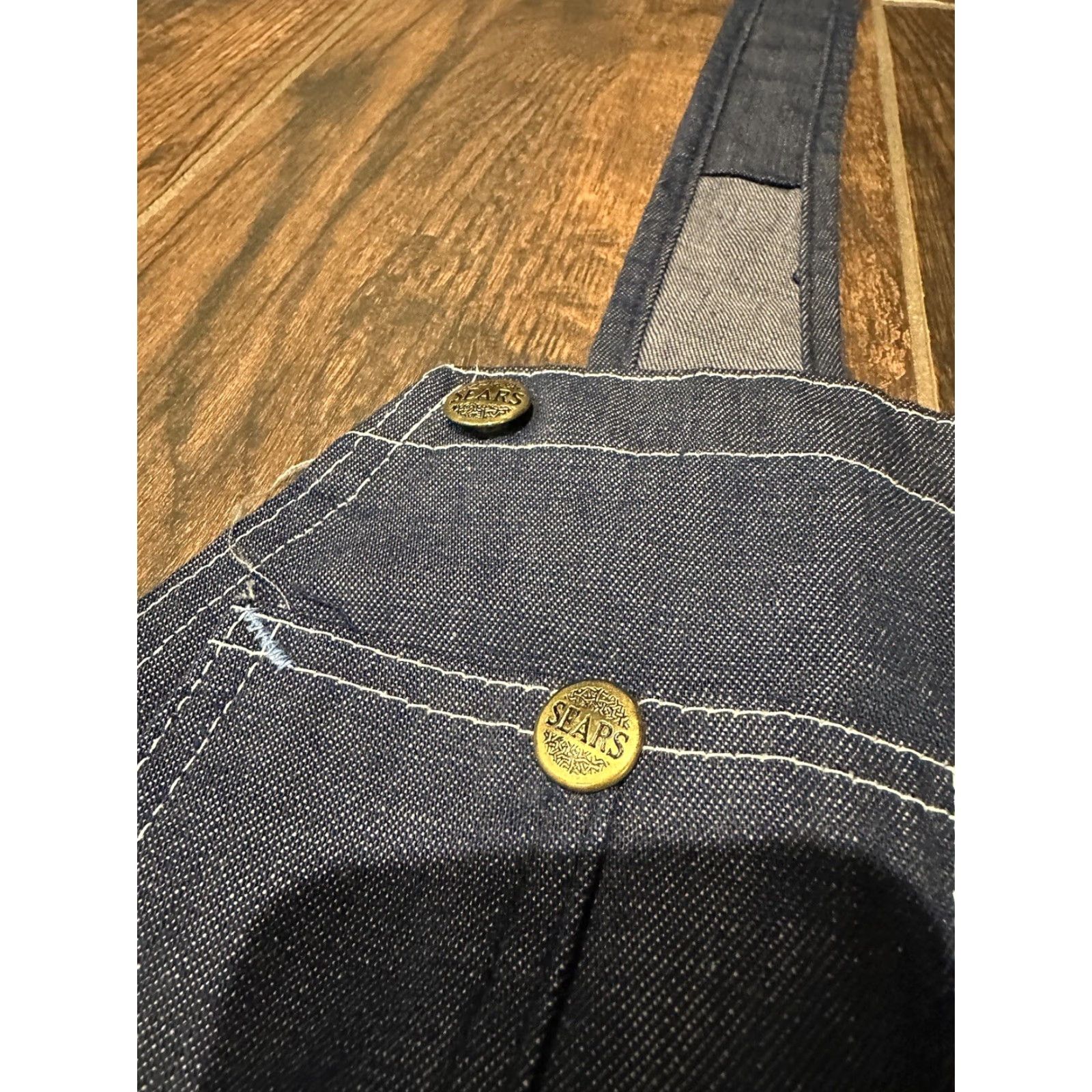 Sears VINTAGE Sears Denim Bib Overalls Jeans Men 36x30 70s 80s Blue Cotton Blend Wide-Leg Pockets Button Regular Mens Size US 36 / EU 52 - 6 Thumbnail