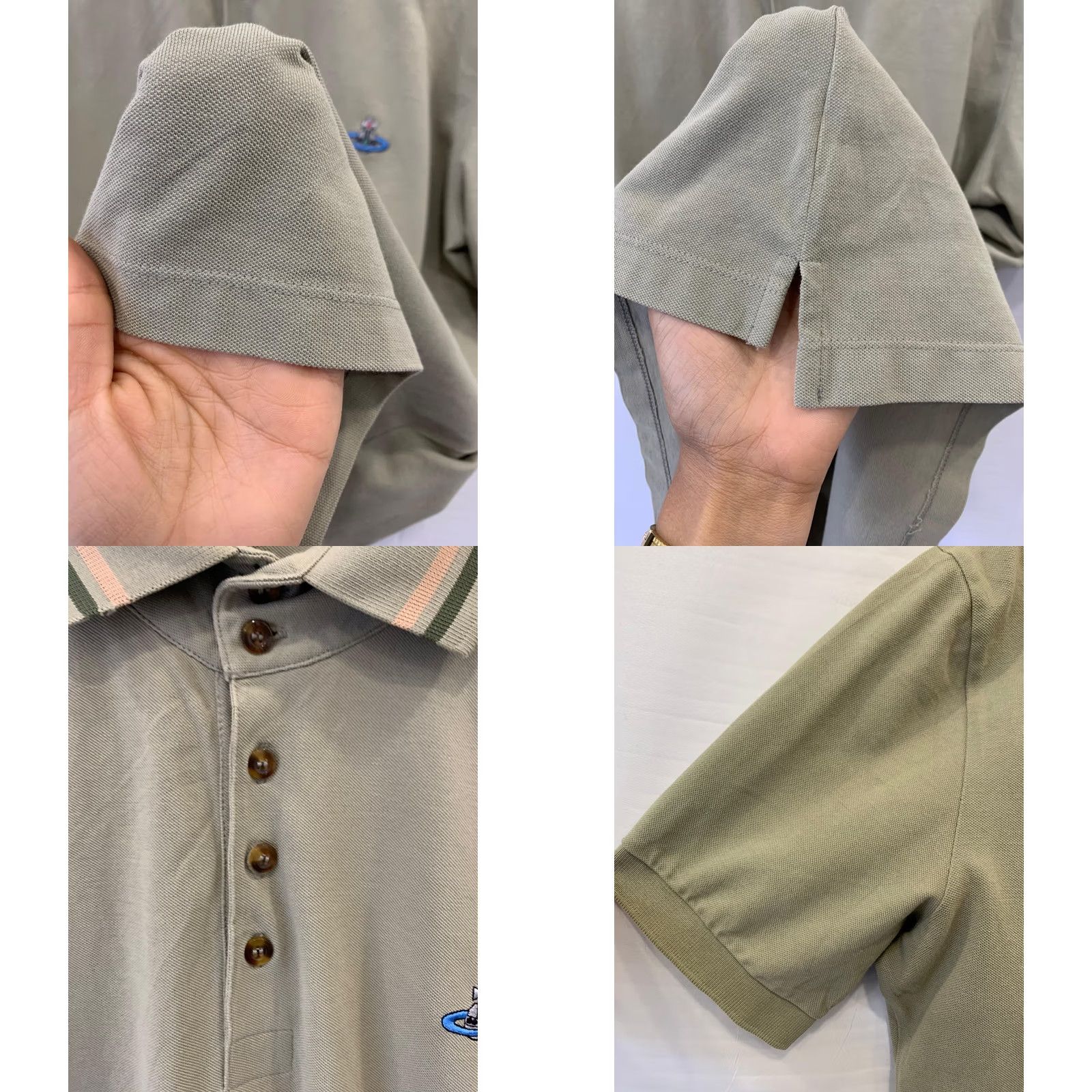 Vivienne Westwood Vivienne Westwood MAN Polo Shirt Sage Green Embroidered Orb Logo Size L Mens Polo Shirt Size US L / EU 52-54 / 3 - 9 Thumbnail