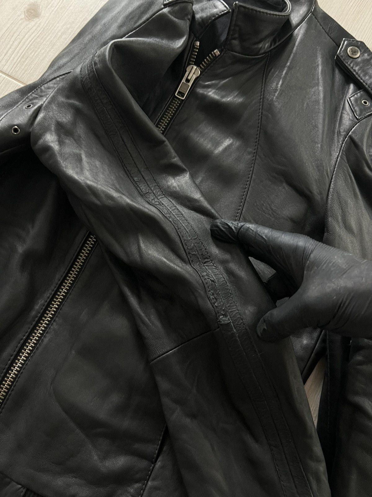 Allsaints All Saints Ramones Leather RARE Avant Garde Y2K Jacket large Size US L / EU 52-54 / 3 - 18 Thumbnail