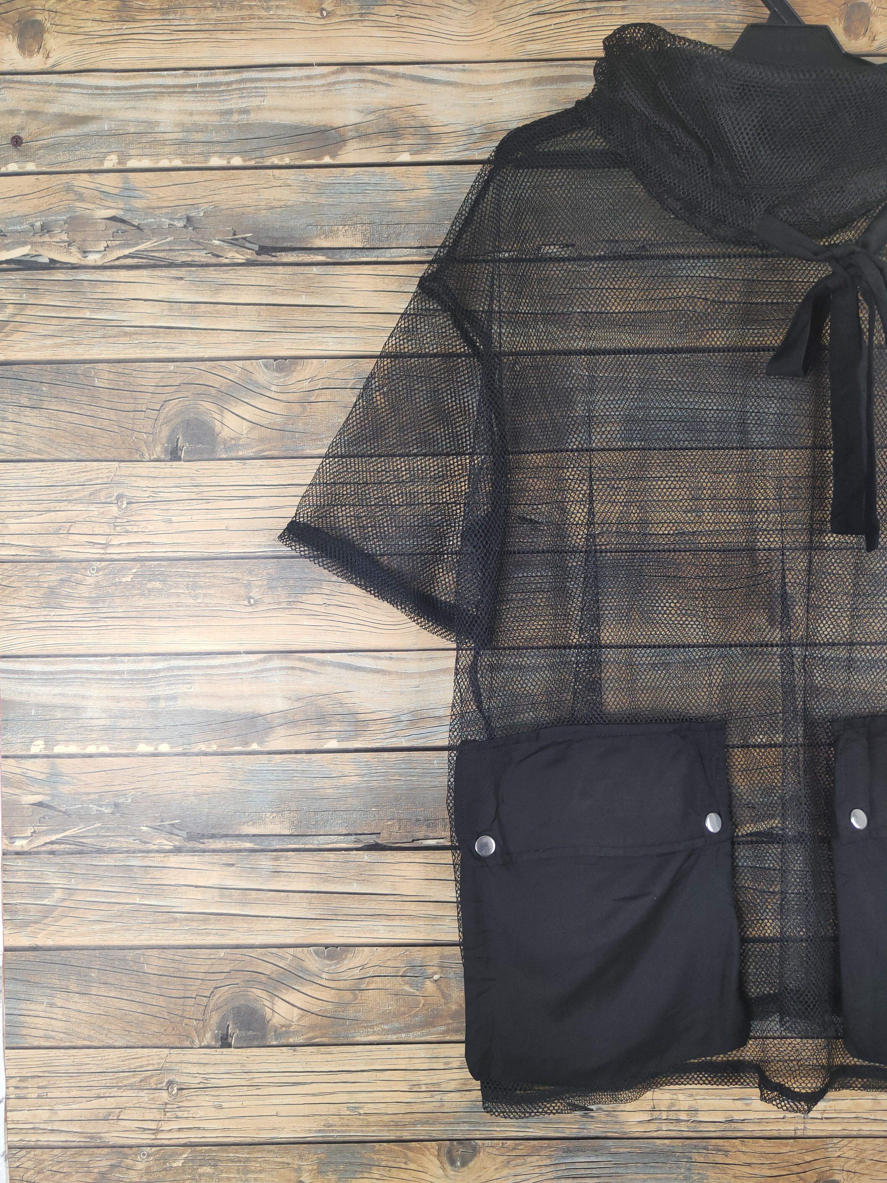 Vintage Very rare Art Black Net Transparent Short Sleeve Shirts Size US L / EU 52-54 / 3 - 3 Thumbnail