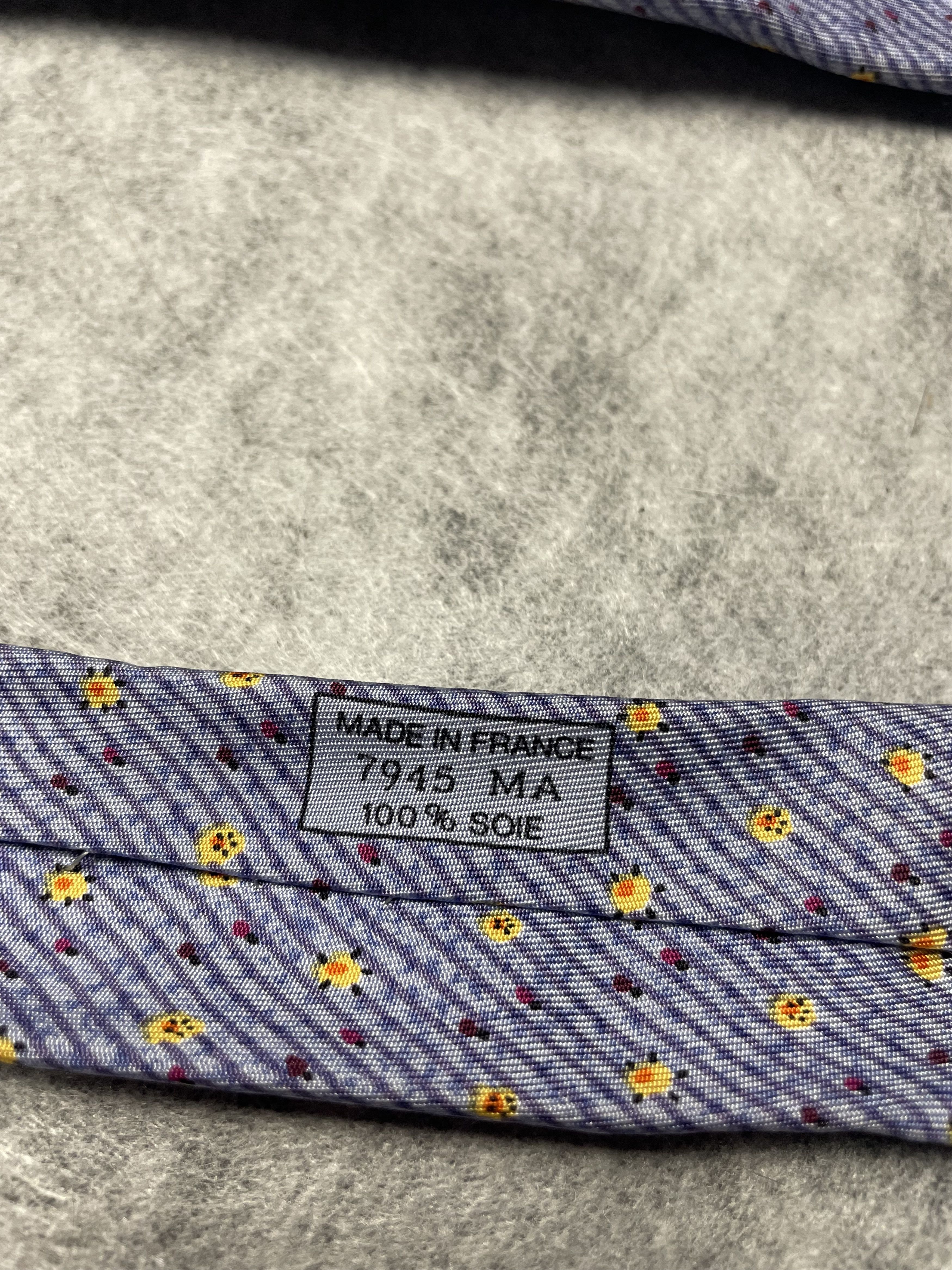 Hermes HERMES Paris 7945 MA Blue Strip Print Silk Tie Size ONE SIZE - 6 Thumbnail