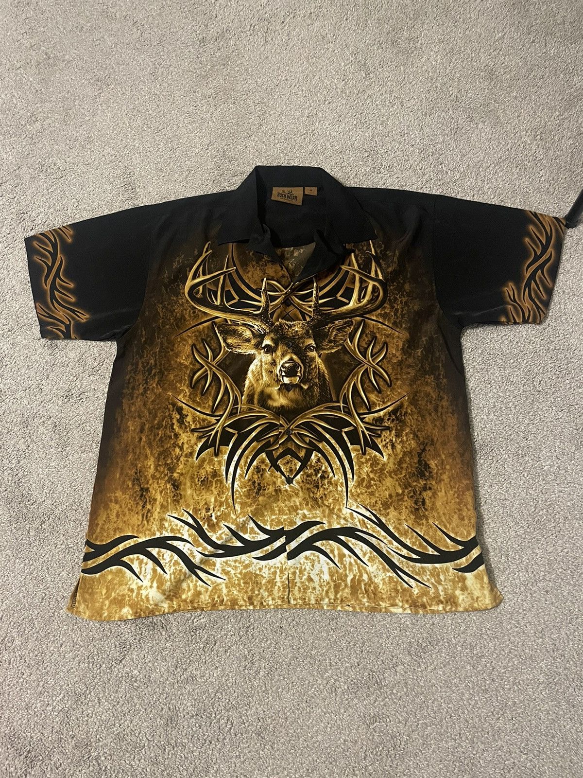 Band Tees × Vintage Vintage Y2k Buck wear Tribal Button Shirt XL All Over Print Size US XL / EU 56 / 4 - 1 Thumbnail