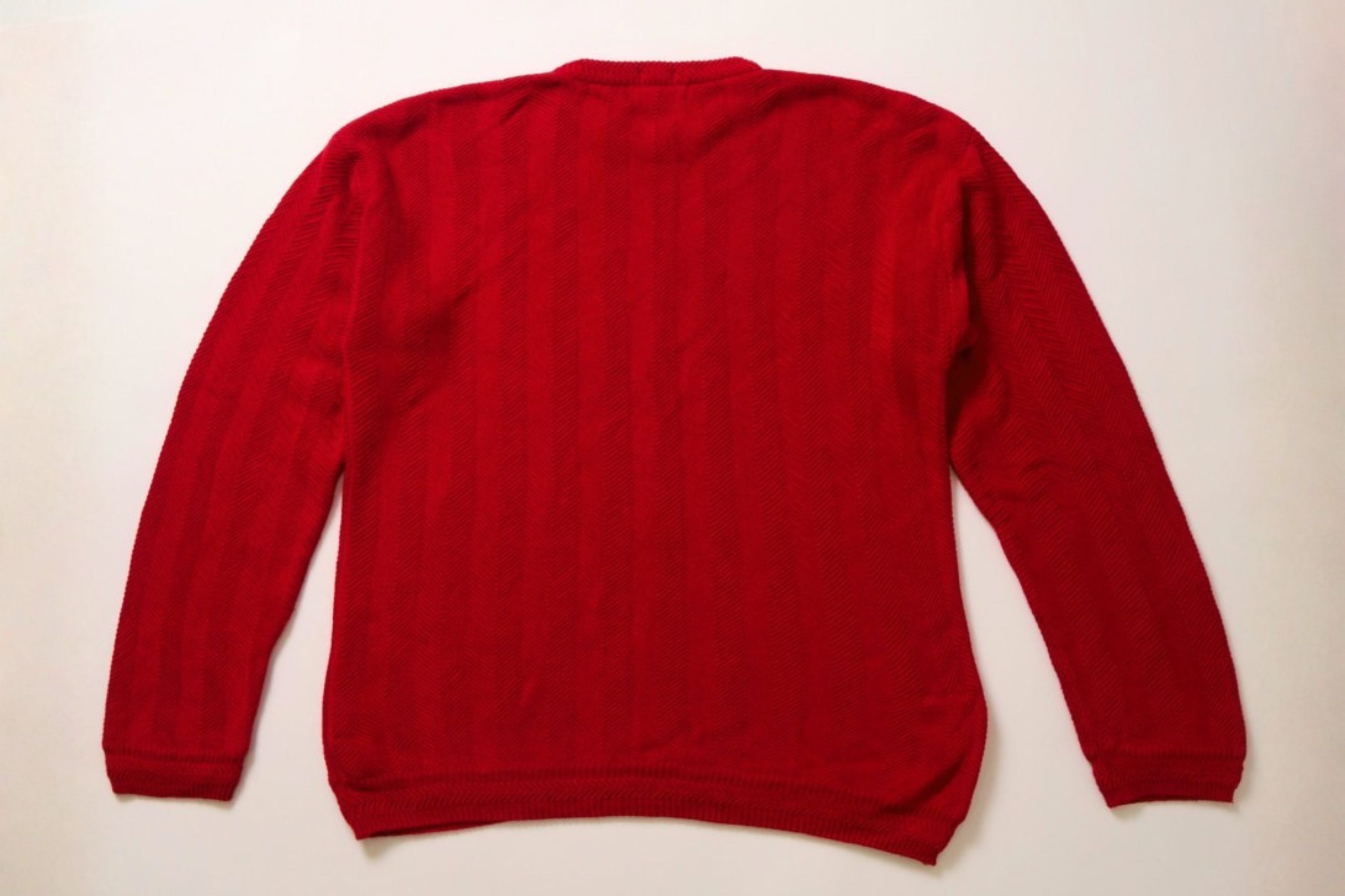 Chaps Ralph Lauren Vintage Red Herringbone Knit Jumper (Large) Size US L / EU 52-54 / 3 - 3 Thumbnail
