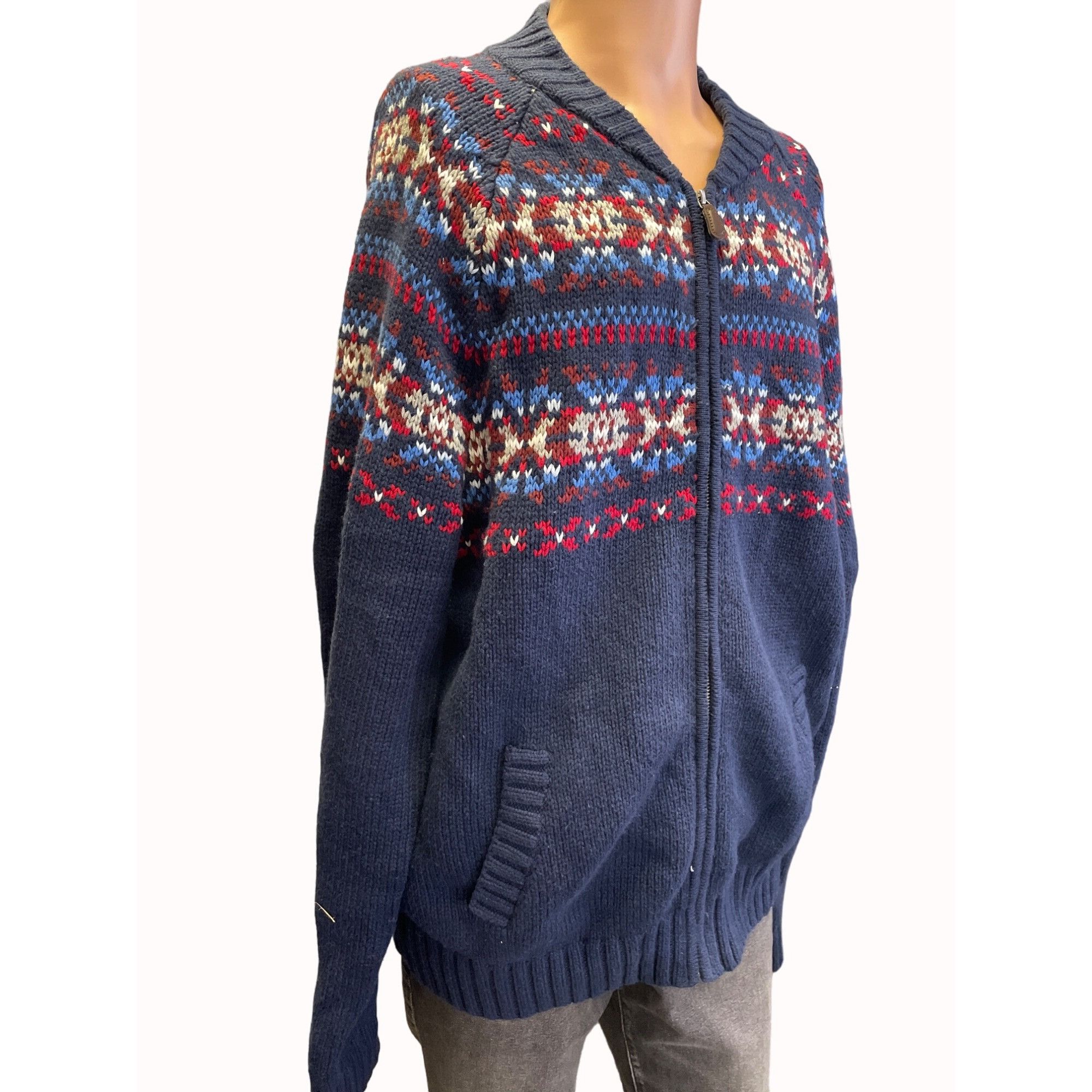 Tommy Hilfiger Tommy Hilfiger Men's Blue Full Zipper Knit Sweater Size XL S Size US XL / EU 56 / 4 - 2 Thumbnail