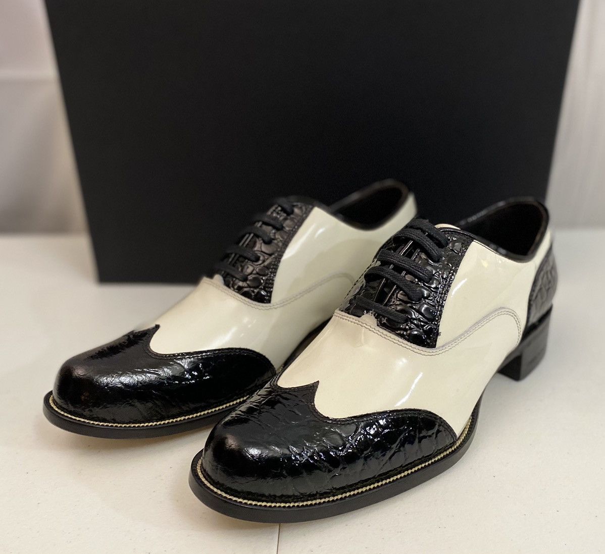 Dsquared2 Dsquared2 🇮🇹 Croc stampo/Patent Spectator Brogue oxford 7 NEW Size US 7 / EU 40 - 1 Thumbnail