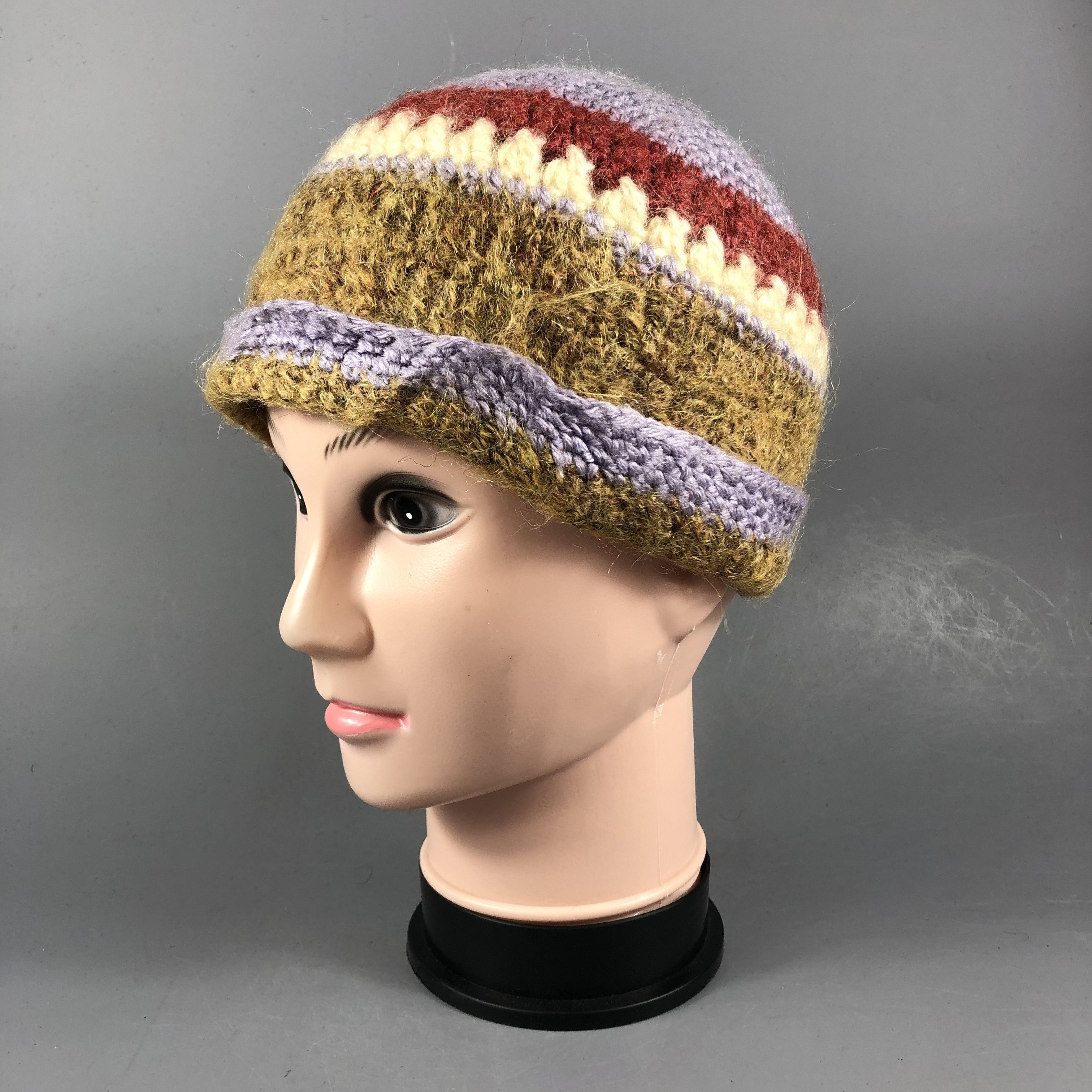 Japanese Brand Multicolor Crochet Beanie Size ONE SIZE - 2 Thumbnail