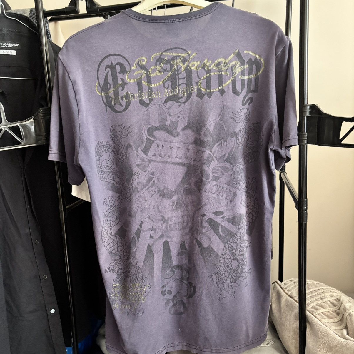 Ed Hardy Vintage Y2K Ed Hardy Rhinestones Swag Back Print T-Shit Size US L / EU 52-54 / 3 - 2 Thumbnail
