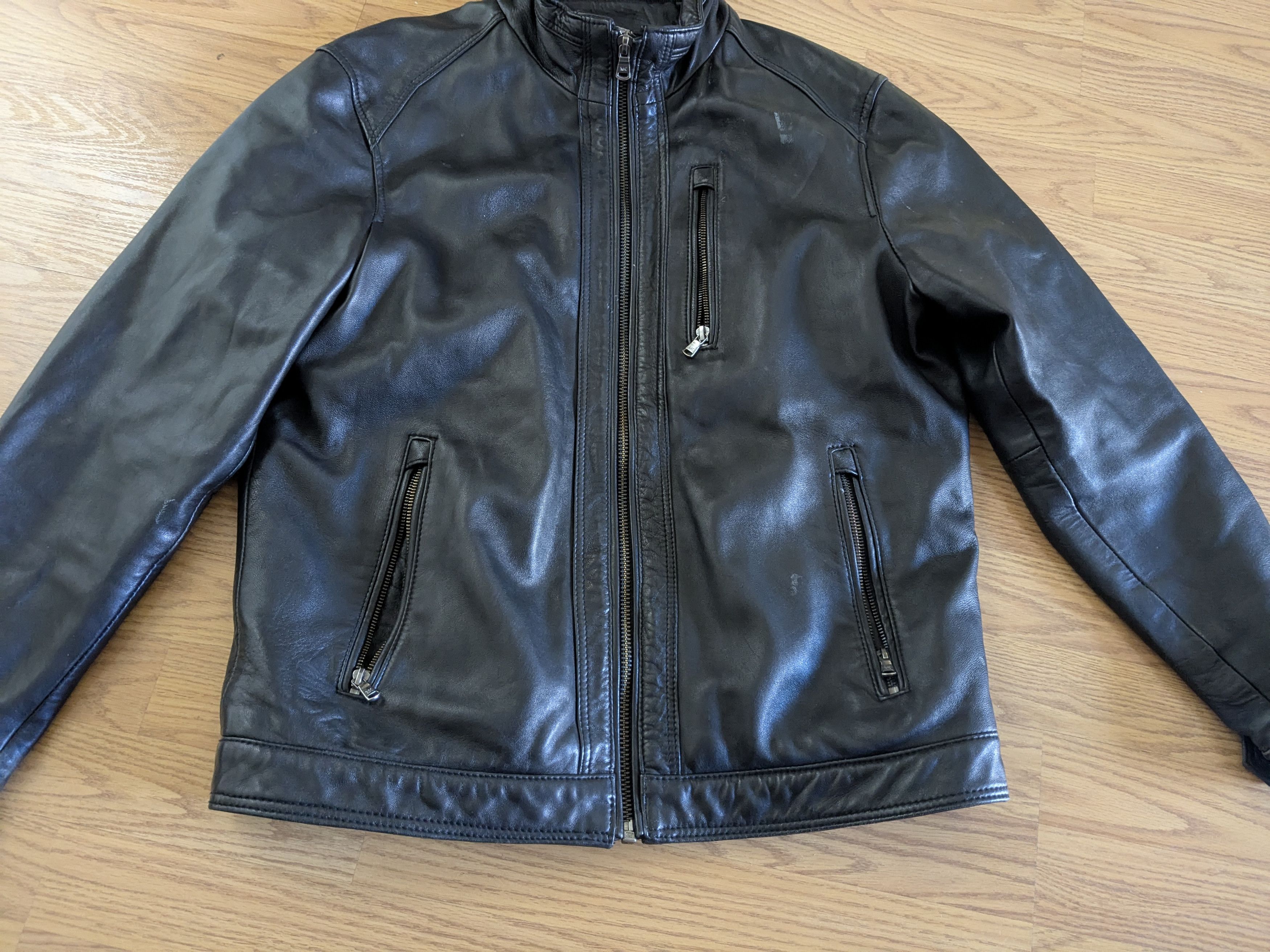 Michael Kors Michael Kors Leather Jacket Black Large Zip Up Size US L / EU 52-54 / 3 - 6 Thumbnail