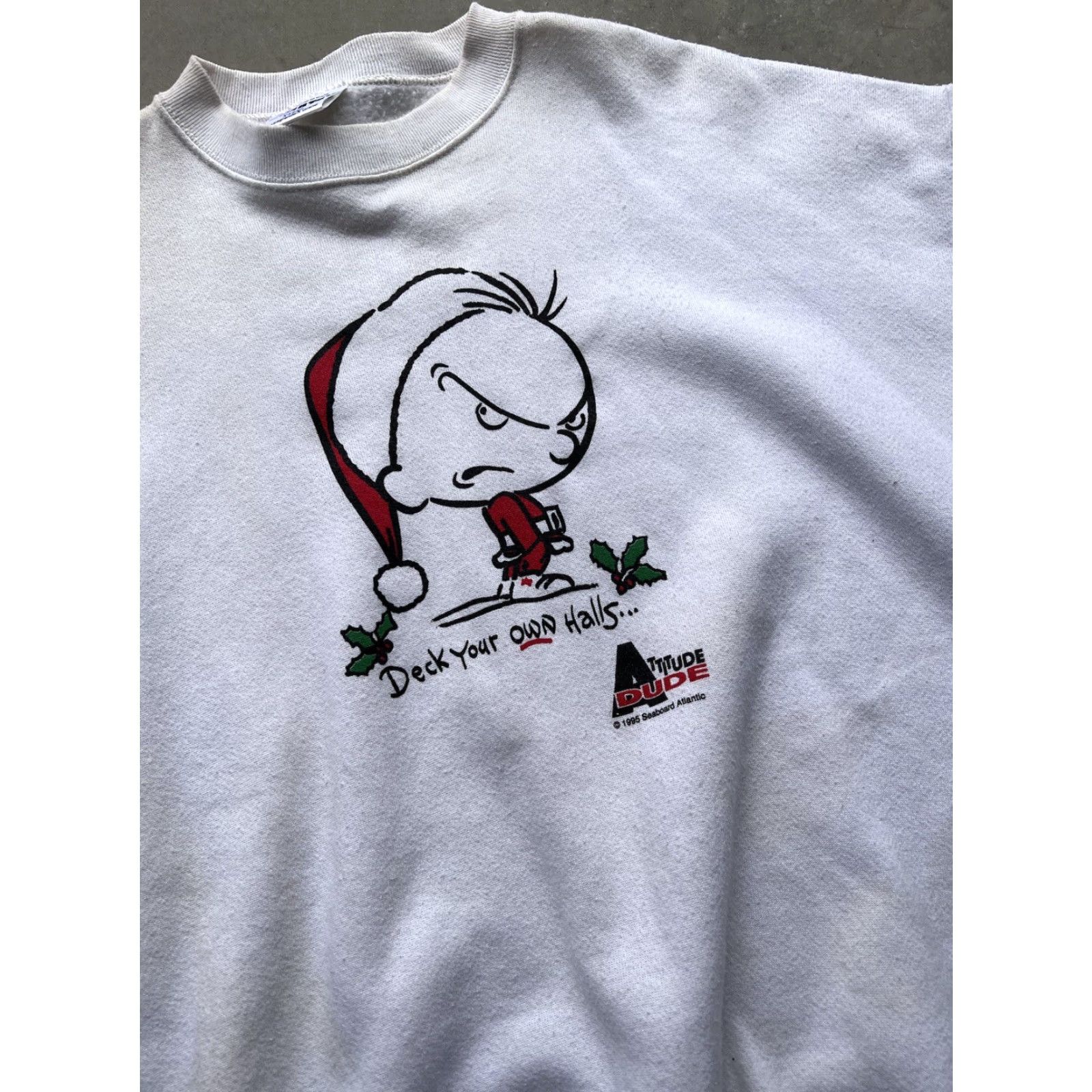 Tultex VINTAGE Total Brat Christmas Sweatshirt Crewneck MENS XL White 90's Heavy *Flawed Size US XL / EU 56 / 4 - 5 Thumbnail