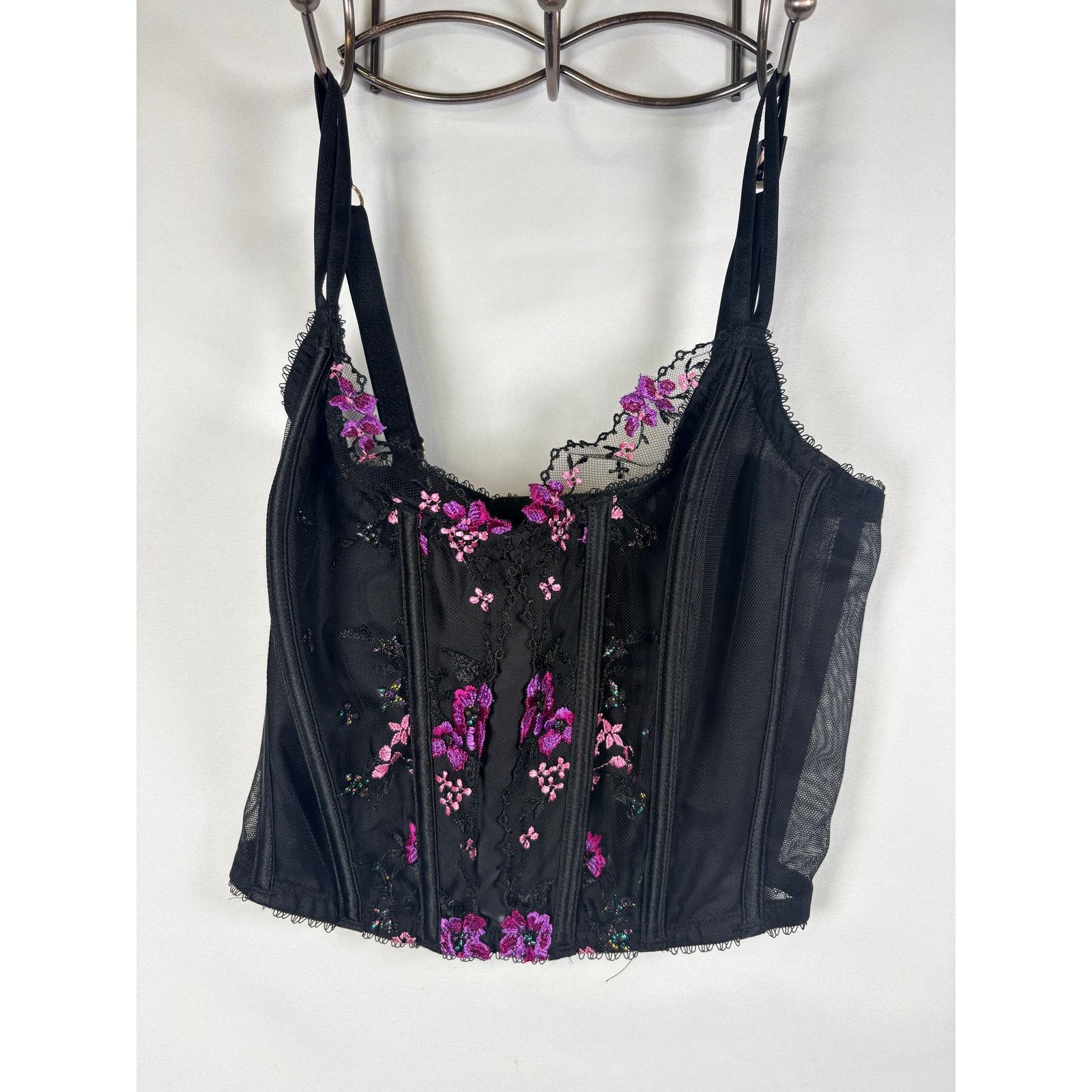 Victoria's Secret Victoria’s Secret NWT M SZ Sexy Black Mesh Floral Corset Size M / US 6-8 / IT 42-44 - 2 Thumbnail