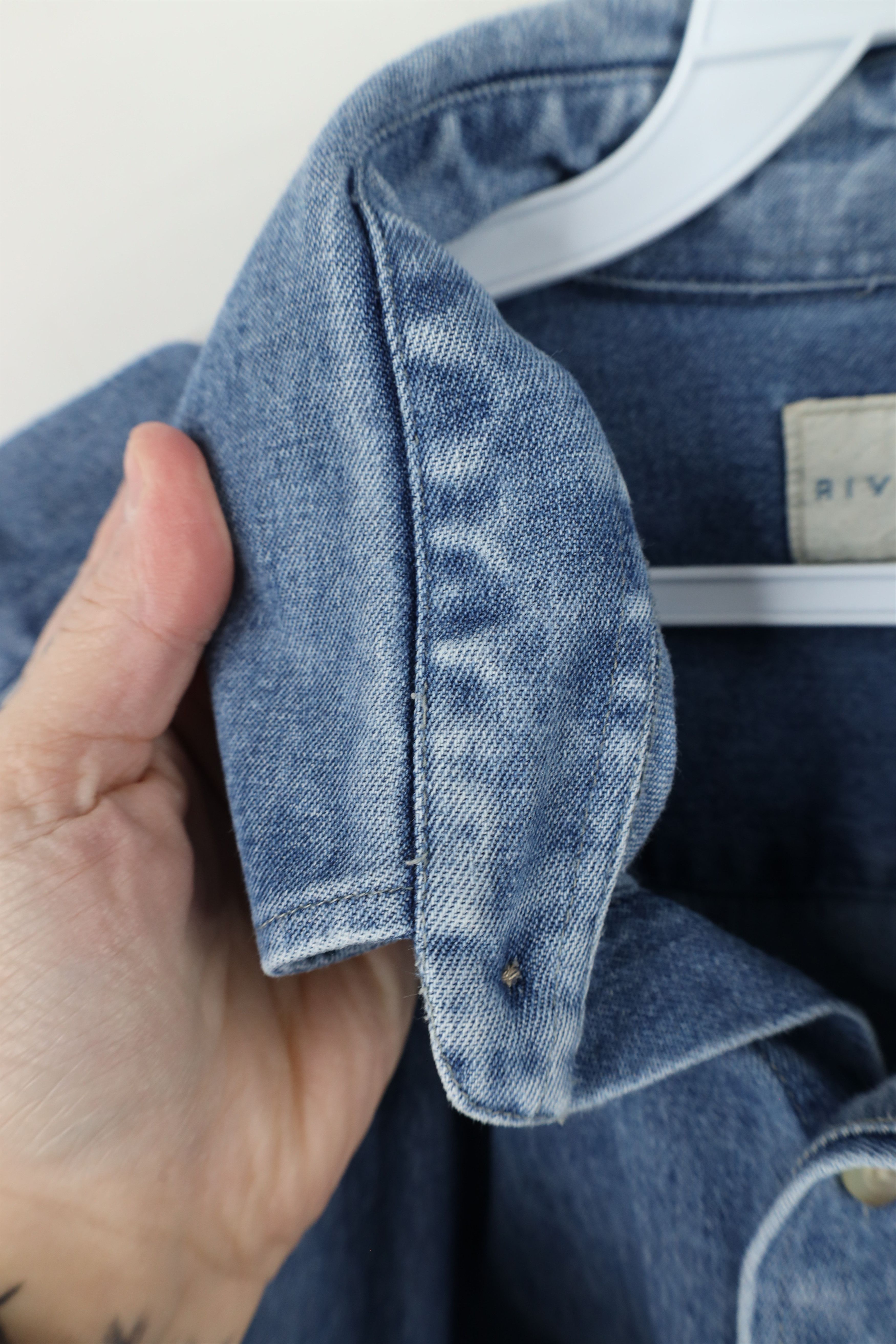 Vintage Vintage 90s Streetwear Collared Denim Jean Button Down Shirt Size US L / EU 52-54 / 3 - 8 Thumbnail