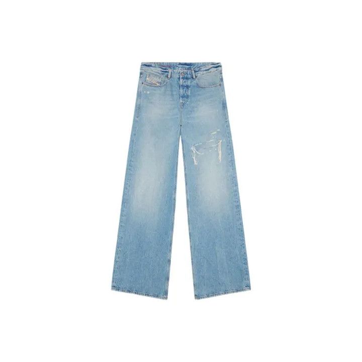 Diesel Diesel FW22 Blue Casual Wide-Leg Denim Pants 0079 Size US 31 - 1 Thumbnail