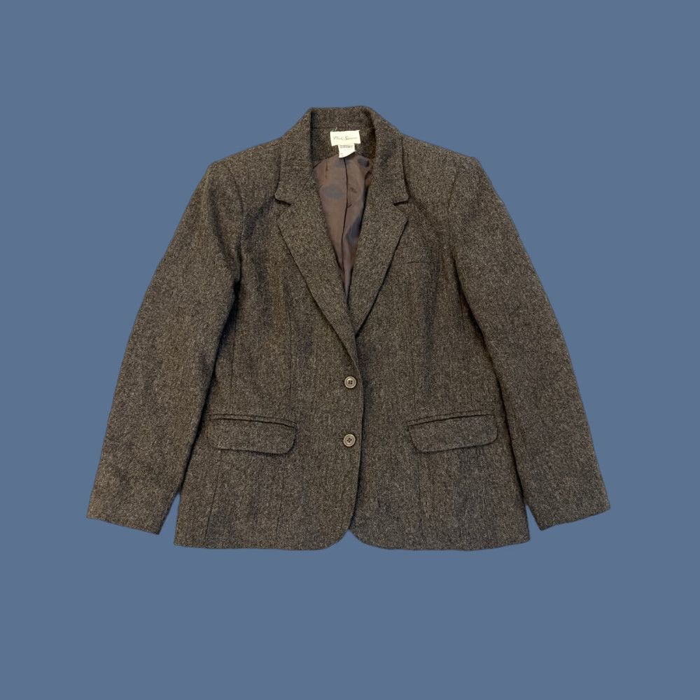 Vintage VINTAGE Park Square Blazer Womens Size 12 100% Wool Tweed Long Sleeve Gray Two Button Coat Jacket Blazer Size XL / US 12-14 / IT 48-50 - 1 Thumbnail