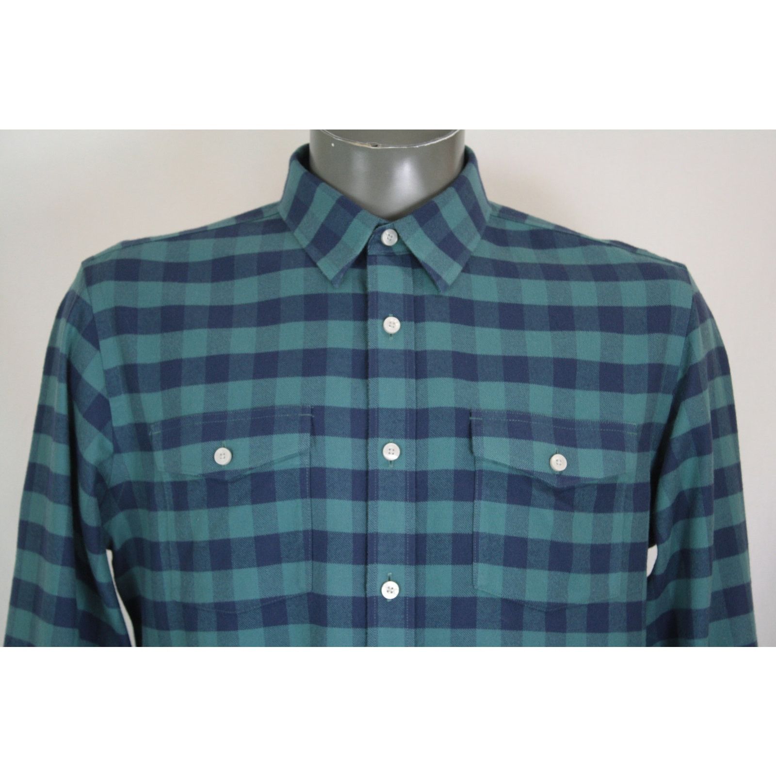 UNTUCKit UNTUCKit Flannel Shirt Mens L Blue Buffalo Plaid Slim Fit Size US L / EU 52-54 / 3 - 2 Thumbnail
