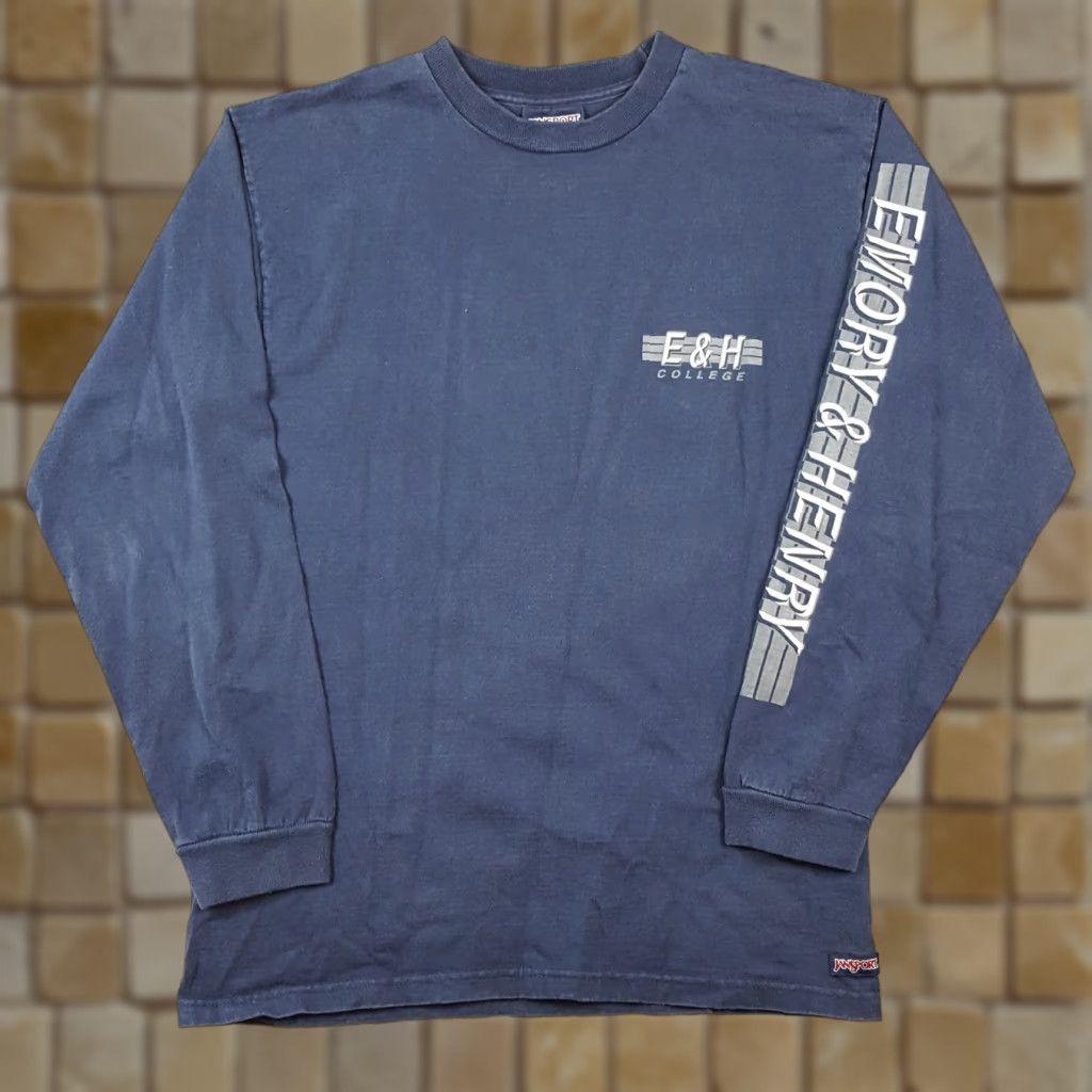 Jansport Vintage 90s Emory & Henry College Long Sleeve T-Shirt Mens Small College Sports Cotton Blue Retro Y2K Size US S / EU 44-46 / 1 - 1 Thumbnail