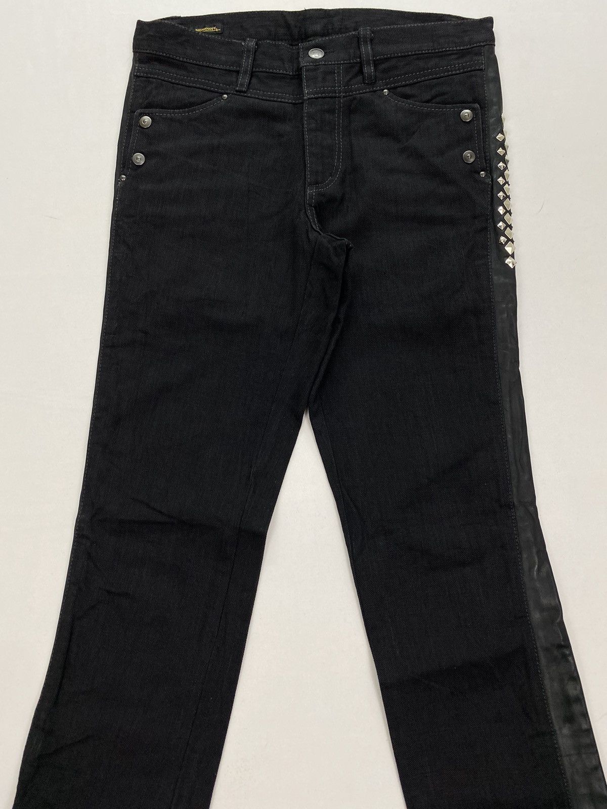 Japanese Brand Mononofu Teru Nakano Leather Side Studded Denim Size US 30 / EU 46 - 4 Thumbnail