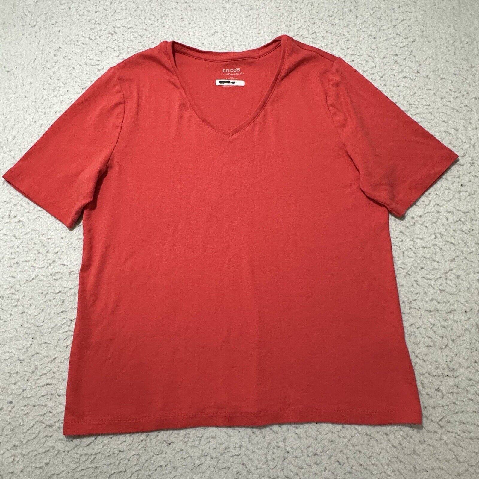 Chicos Chico's The Ultimate Tee Large Pink V-Neck T Shirt Size L / US 10 / IT 46 - 1 Thumbnail