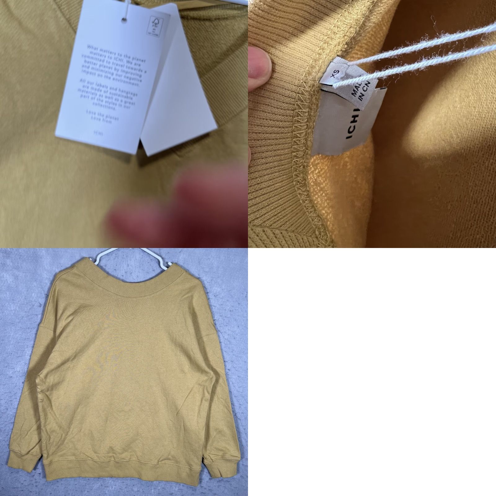 Vintage A1 ICHI V Neck Sweater Sweatshirt Womens XS Yellow Gold Pullover Size XS / US 0-2 / IT 36-38 - 8 Thumbnail