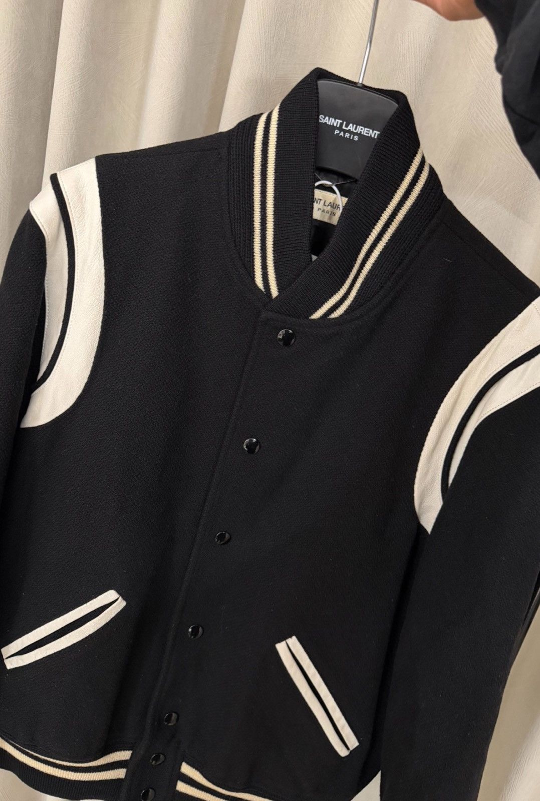 Saint Laurent Paris Saint Laurent 16FW Black & White Wool Varsity Jacket Size US M / EU 48-50 / 2 - 4 Thumbnail
