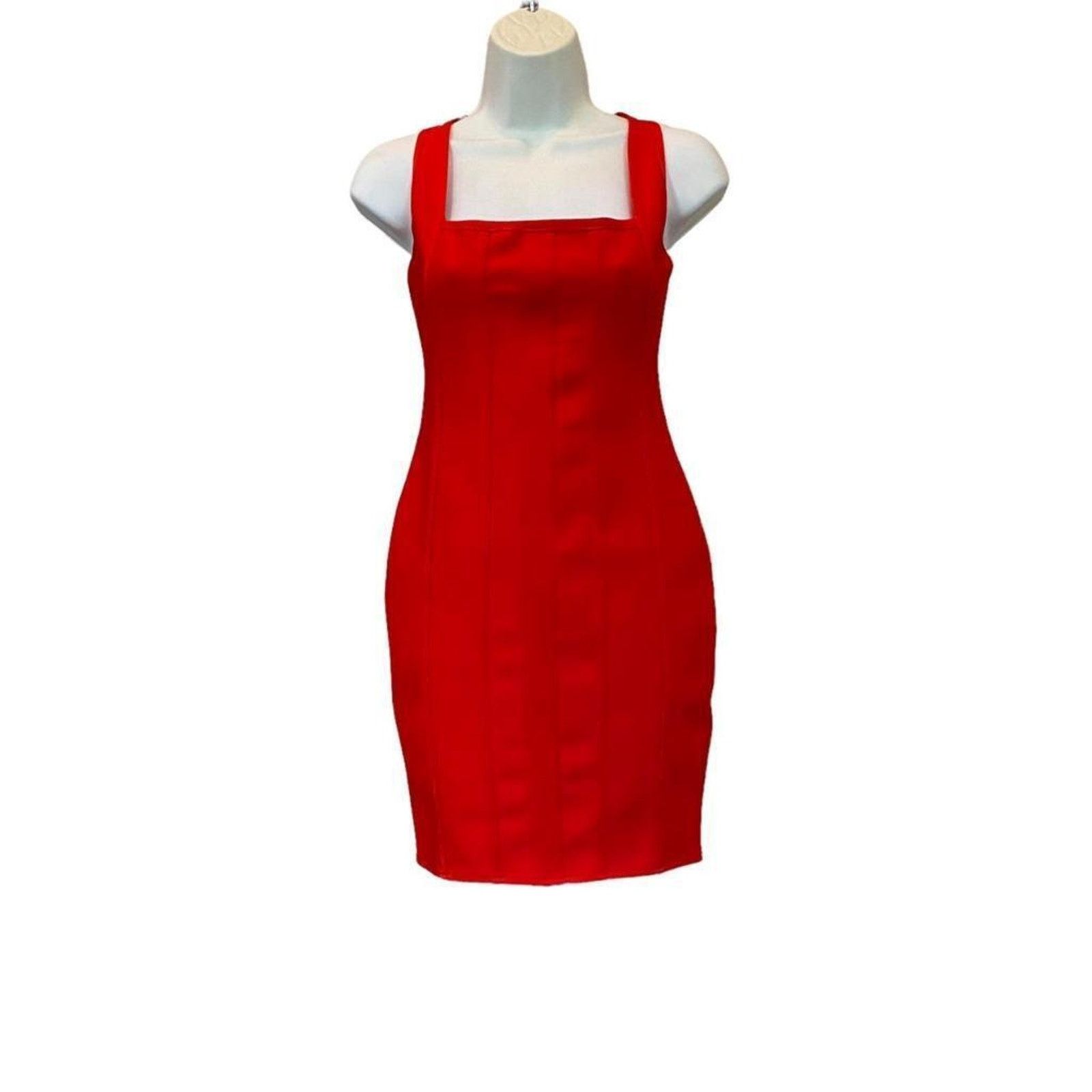 Forever 21 NEW NWT Forever 21 Red Knit Square Neck Bodycon Dress M Size M / US 6-8 / IT 42-44 - 2 Thumbnail