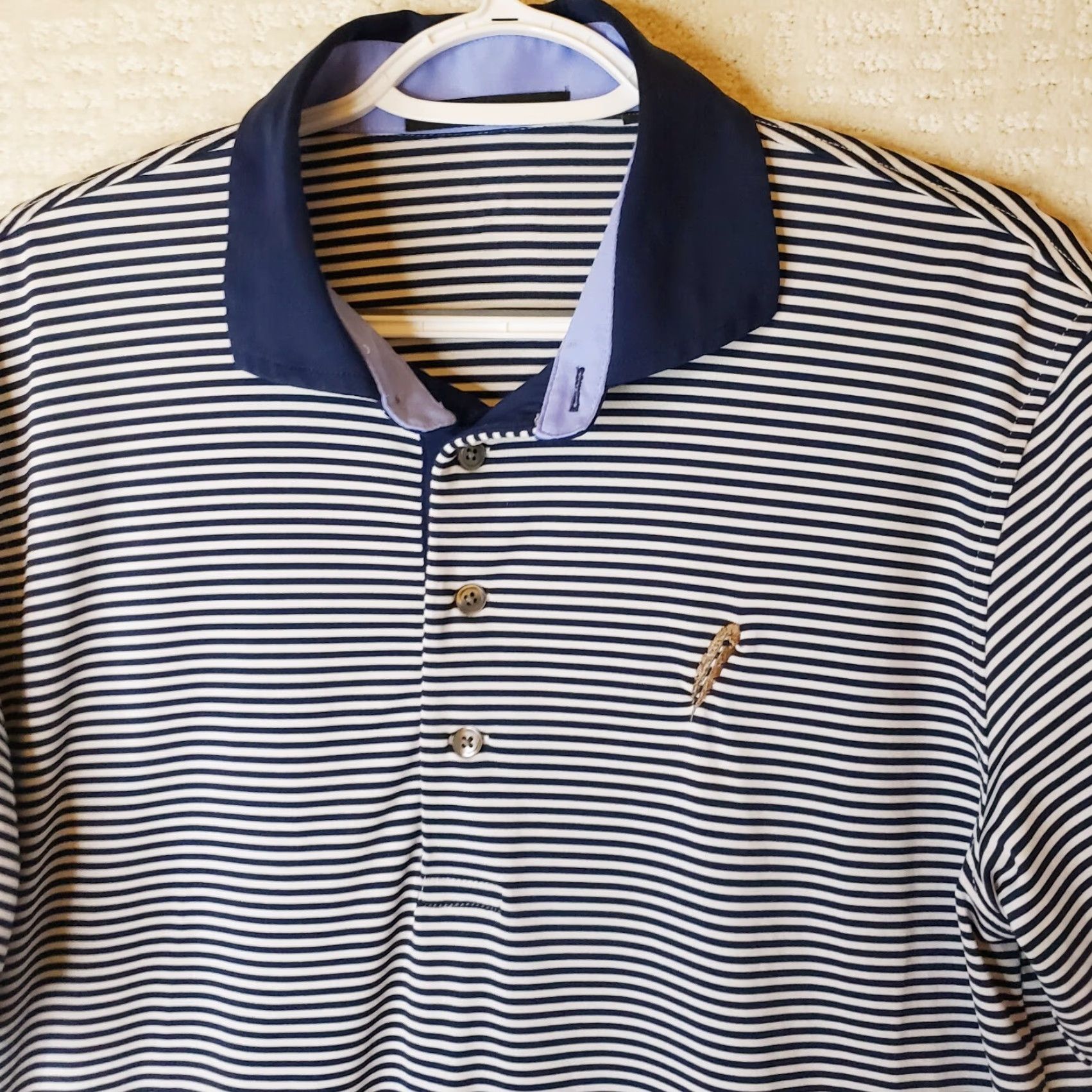 Vintage Greyson Polo Shirt Mens Medium Blue Stripe Performance Stretch Short Sleeve Golf Size US M / EU 48-50 / 2 - 3 Thumbnail