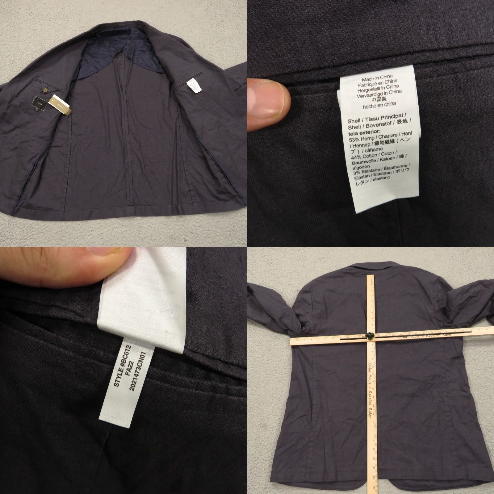 J.Crew J Crew Jacket Mens XL Hemp Cotton Unstructured Blazer 44R Suit Coat Indigo Blue Size 46R - 8 Thumbnail
