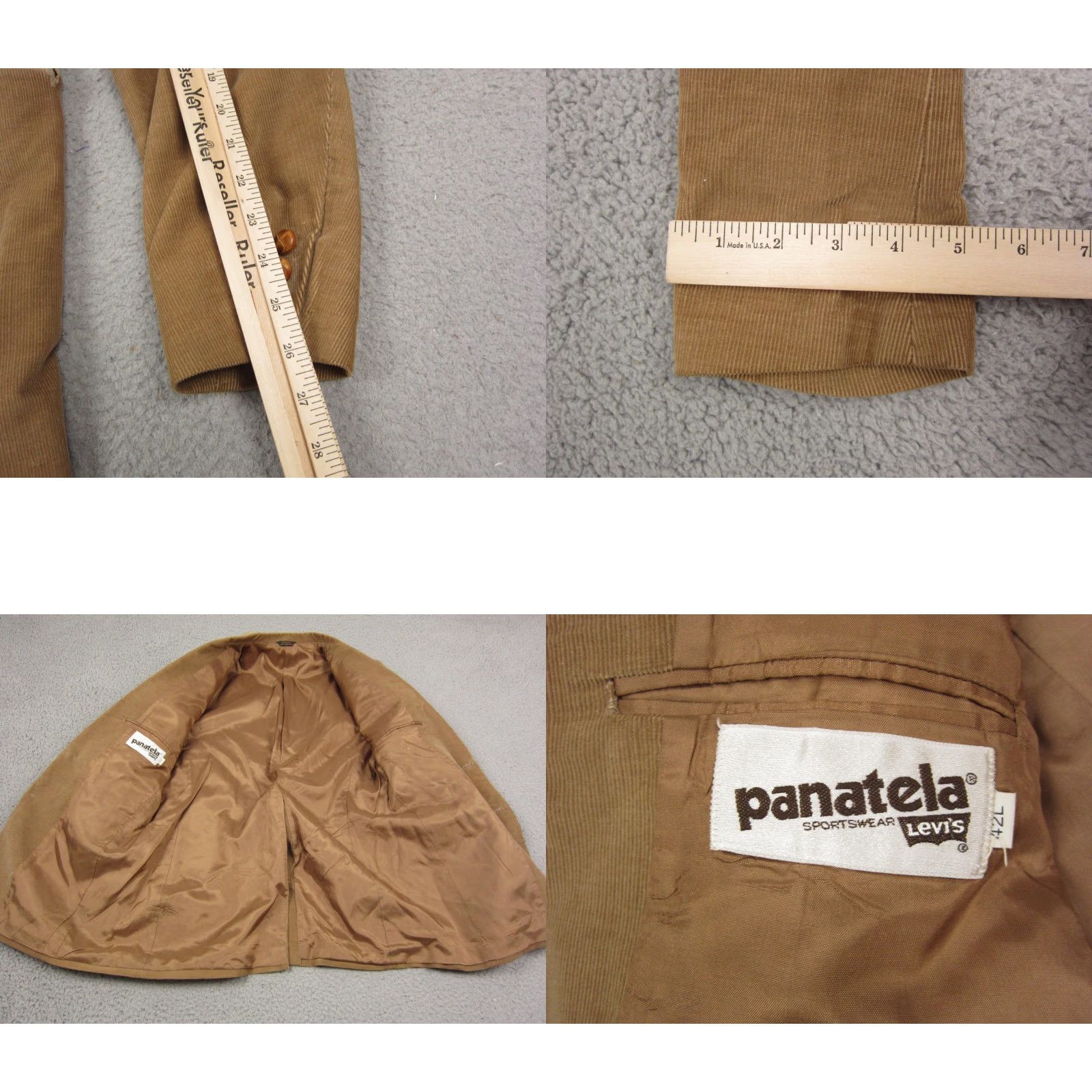 Levi's VINTAGE Levi's Blazer Mens 42 Brown Corduroy 80s 90s Styles Jacket Single-Breasted Notch Two-Button Size 42R - 9 Thumbnail