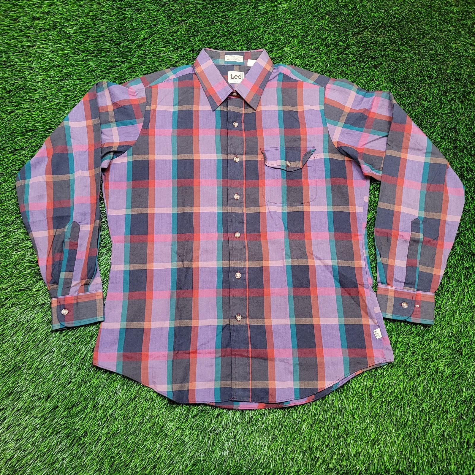 Lee VTG 80s Lee Vibrant Purple Plaid Button Down Shirt L 16.5 Size US L / EU 52-54 / 3 - 1 Thumbnail