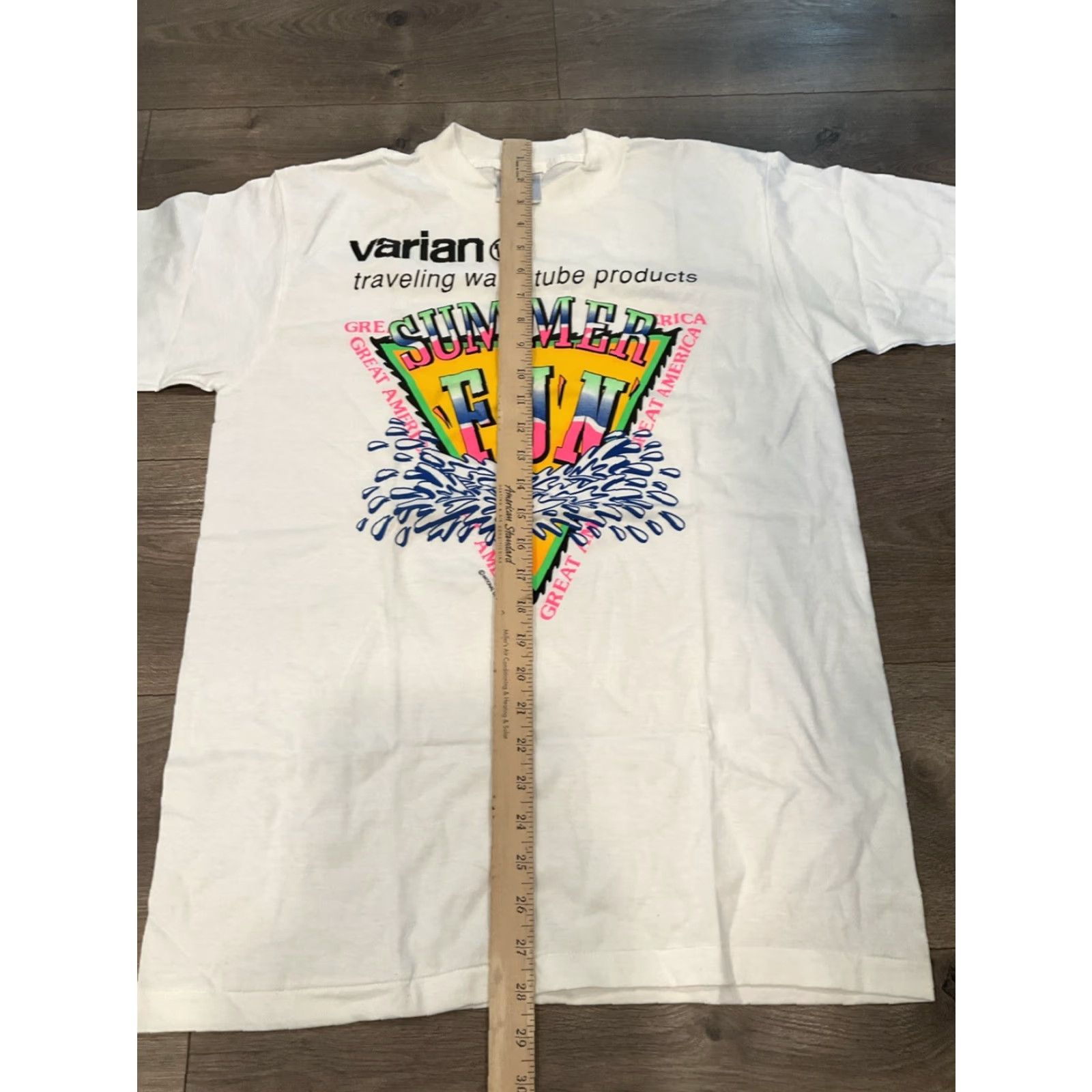 Vintage VINTAGE Oneita Summer Fun In The Sun Men Shirt L White 90s Graphic Print Crew Neck Short Sleeve T-Shirt Regular Mens Size US L / EU 52-54 / 3 - 2 Thumbnail