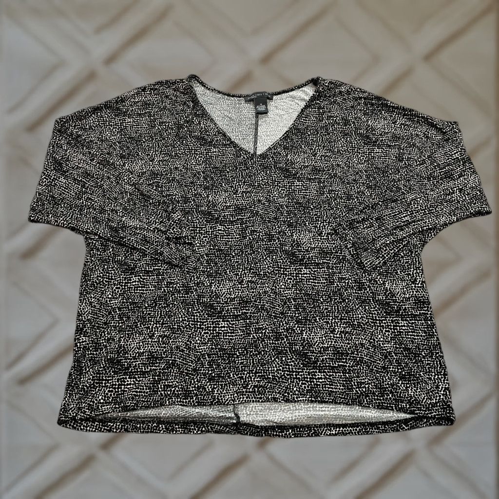 Vintage Joan Vass Blouse Shirt Womens 1X Black Modal V-Neck Casual Long Sleeve Jersey Tee Size XL / US 12-14 / IT 48-50 - 1 Thumbnail