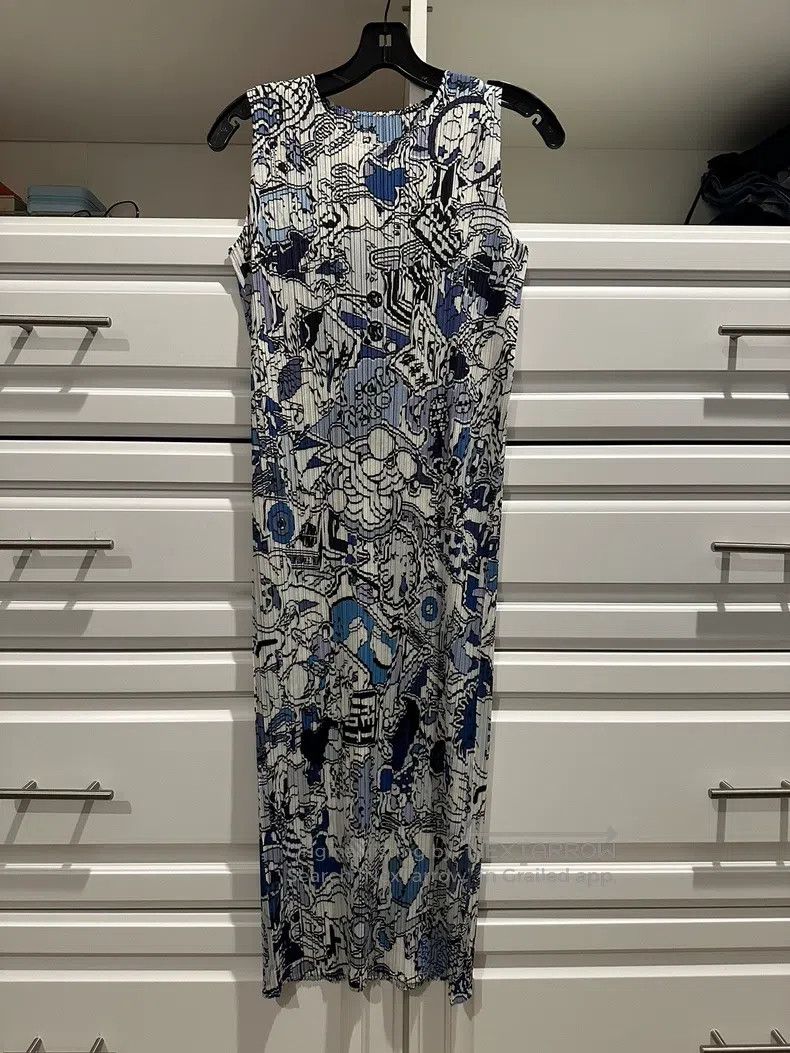 Issey Miyake Blue Comic Print Dress