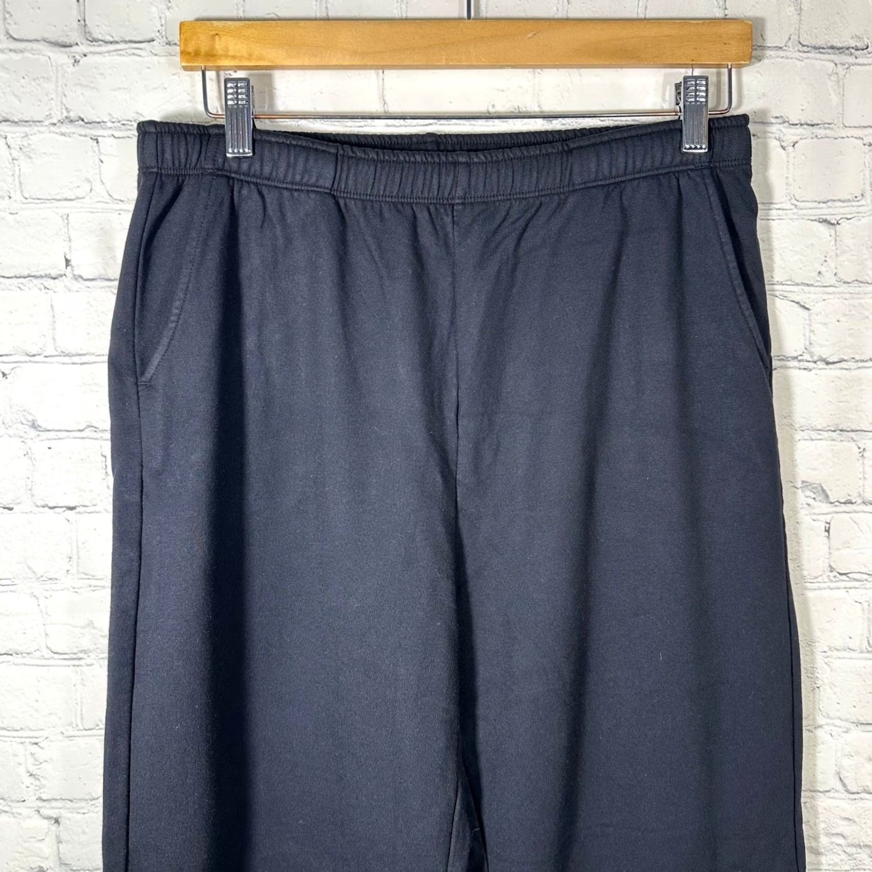 Vintage American Giant Black Fleece Sweatpants Womens Medium Wide Leg Jogger Size 27" / US 4 / IT 40 - 2 Thumbnail