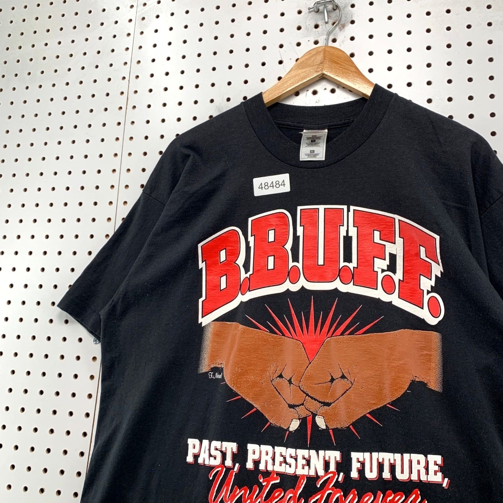 Fruit Of The Loom VINTAGE All For One T Shirt Mens XL Black 90s BBUFF United Forever Black History Size US XL / EU 56 / 4 - 6 Thumbnail