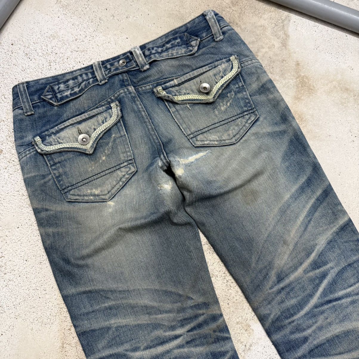 Japanese Brand Japanese Muddy Distressed Whisker Low Rise Denim Pants Size US 29 - 11 Thumbnail