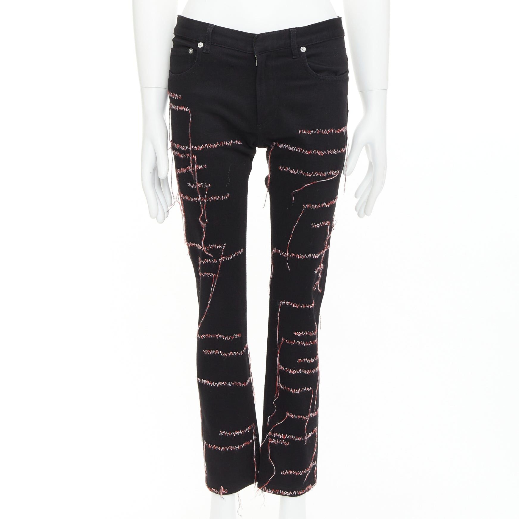 Dior × Kris Van Assche Dior Homme SS17 Red Stitch Punk Jeans | Grailed
