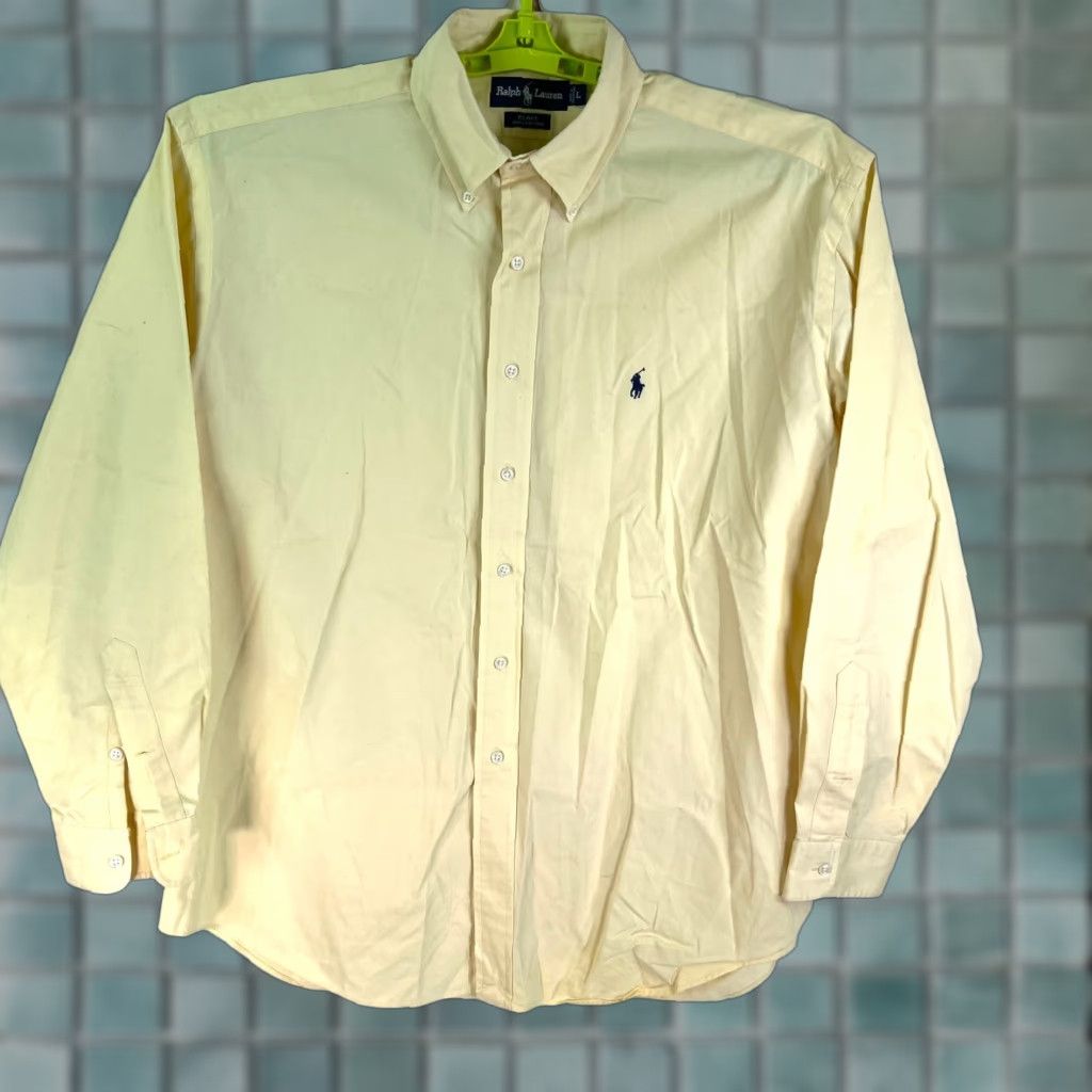 Ralph Lauren Ralph Lauren Blake Shirt Mens L Yellow Check Cotton Button-Down Non-Iron Embroidered Size US L / EU 52-54 / 3 - 1 Thumbnail