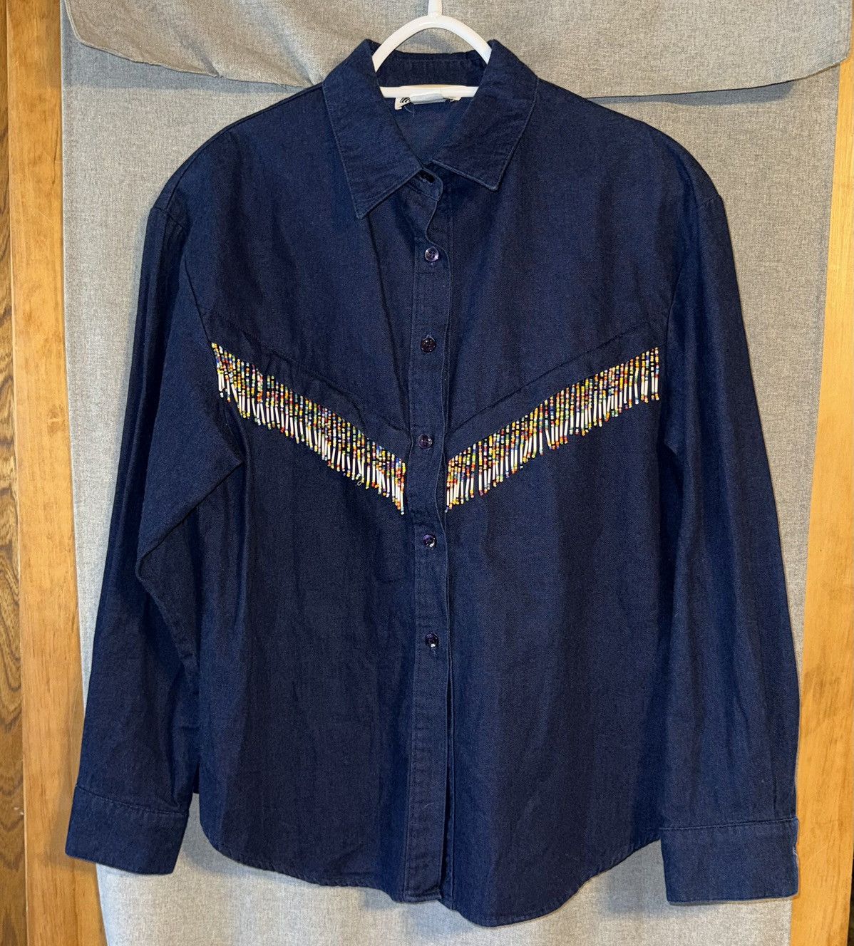 Hamilton Vintage Hamilton size 12 blue cotton beaded button up shirt Size XL / US 12-14 / IT 48-50 - 1 Thumbnail