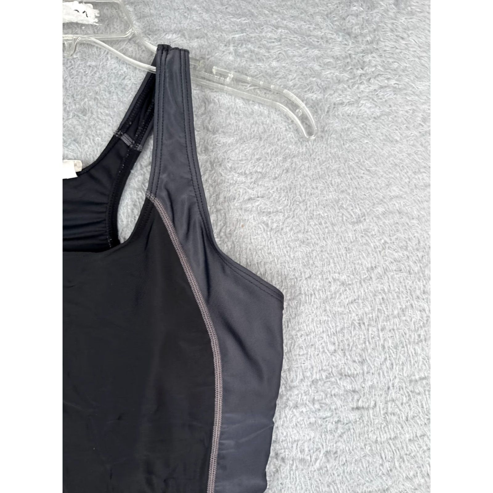 Womens Swimsuit Tank Racerback Nylon Spandex Blend UPF50 Black Gray One Piece M Surf