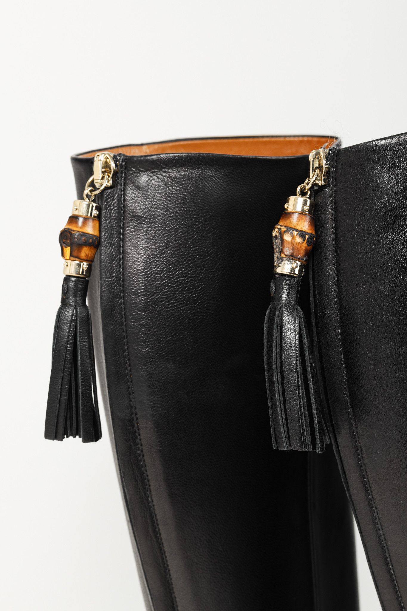 Gucci Gucci Knee Length Leather Bamboo Tassel Platform Boots Size US 6.5 / IT 36.5 - 9 Thumbnail